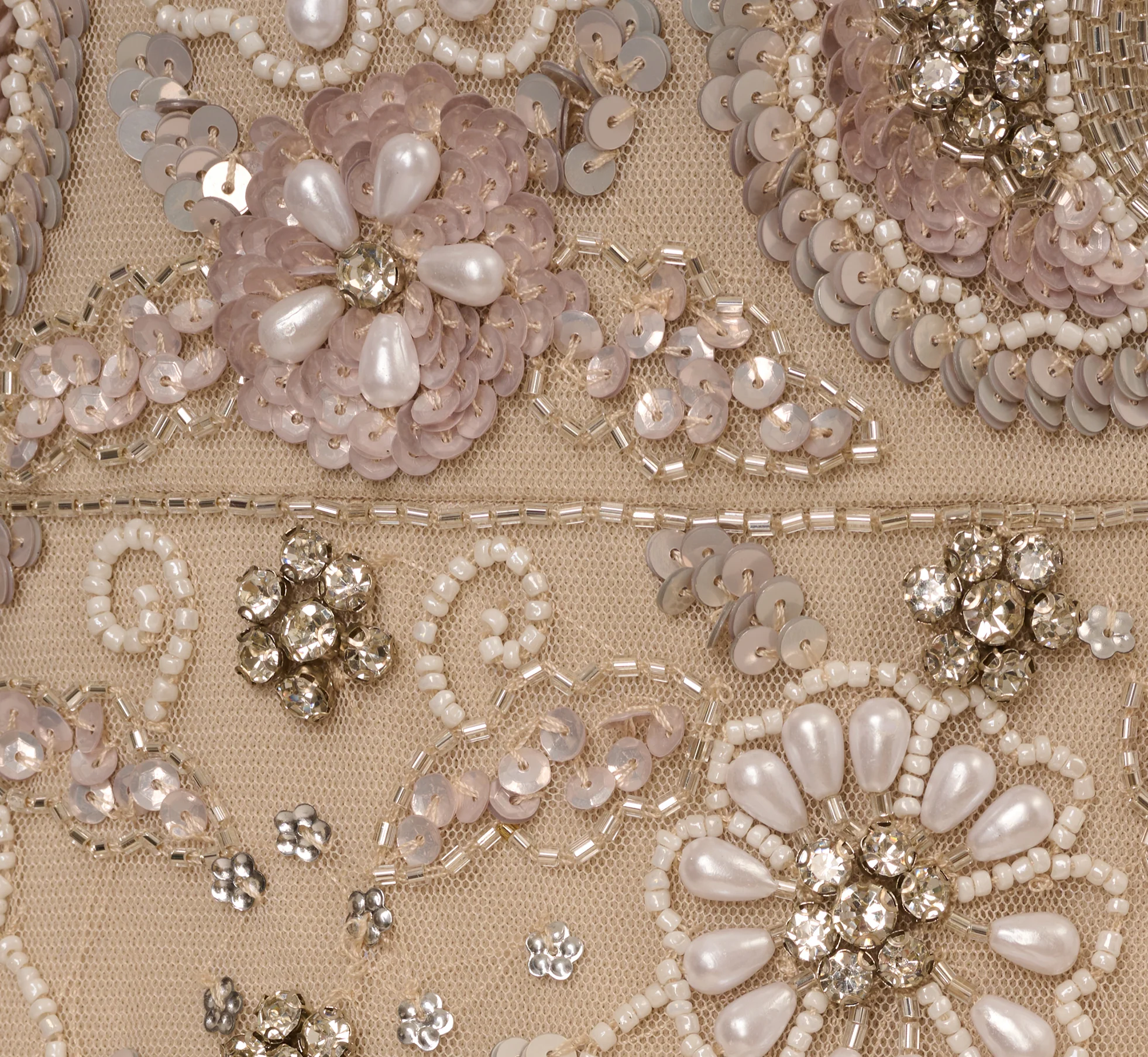 3D Floral Beaded Mermaid Gown With Sheer Short Sleeves In Biscotti - Image 6