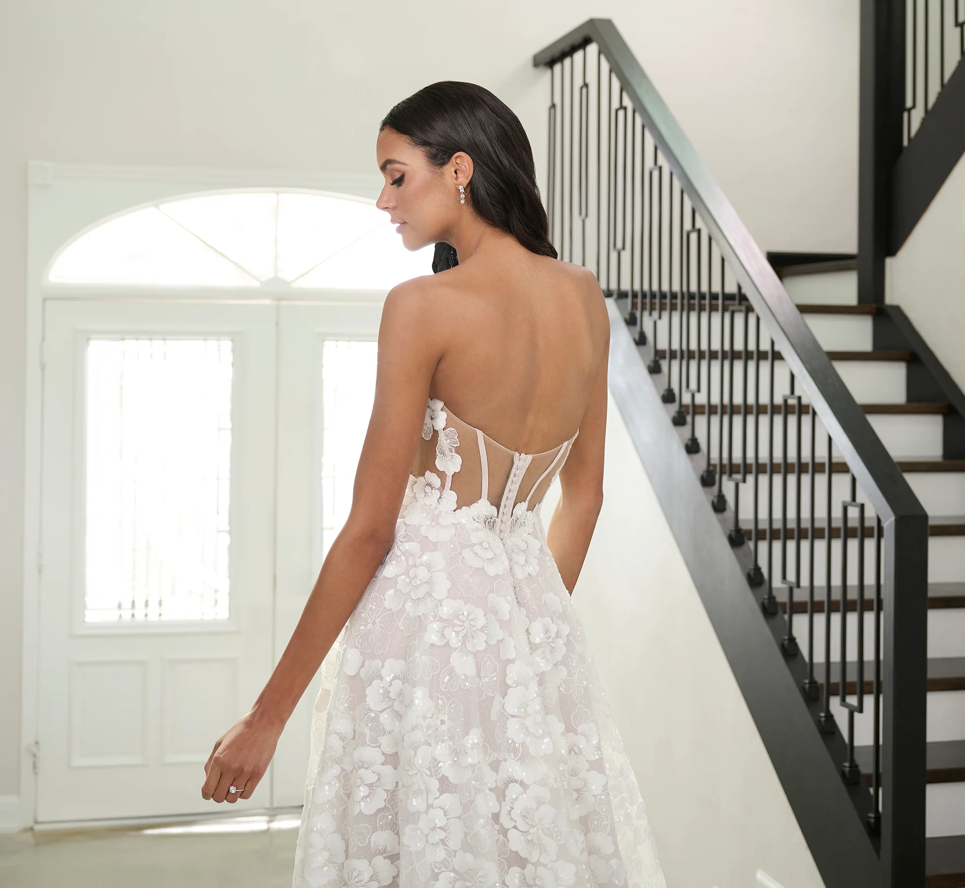 All Over Lace A-Line Gown In Ivory French Lilac Nude - Image 4