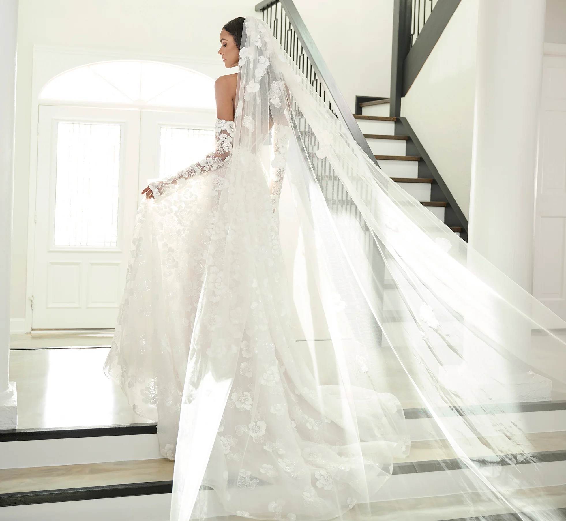 All Over Lace A-Line Gown In Ivory French Lilac Nude - Image 6