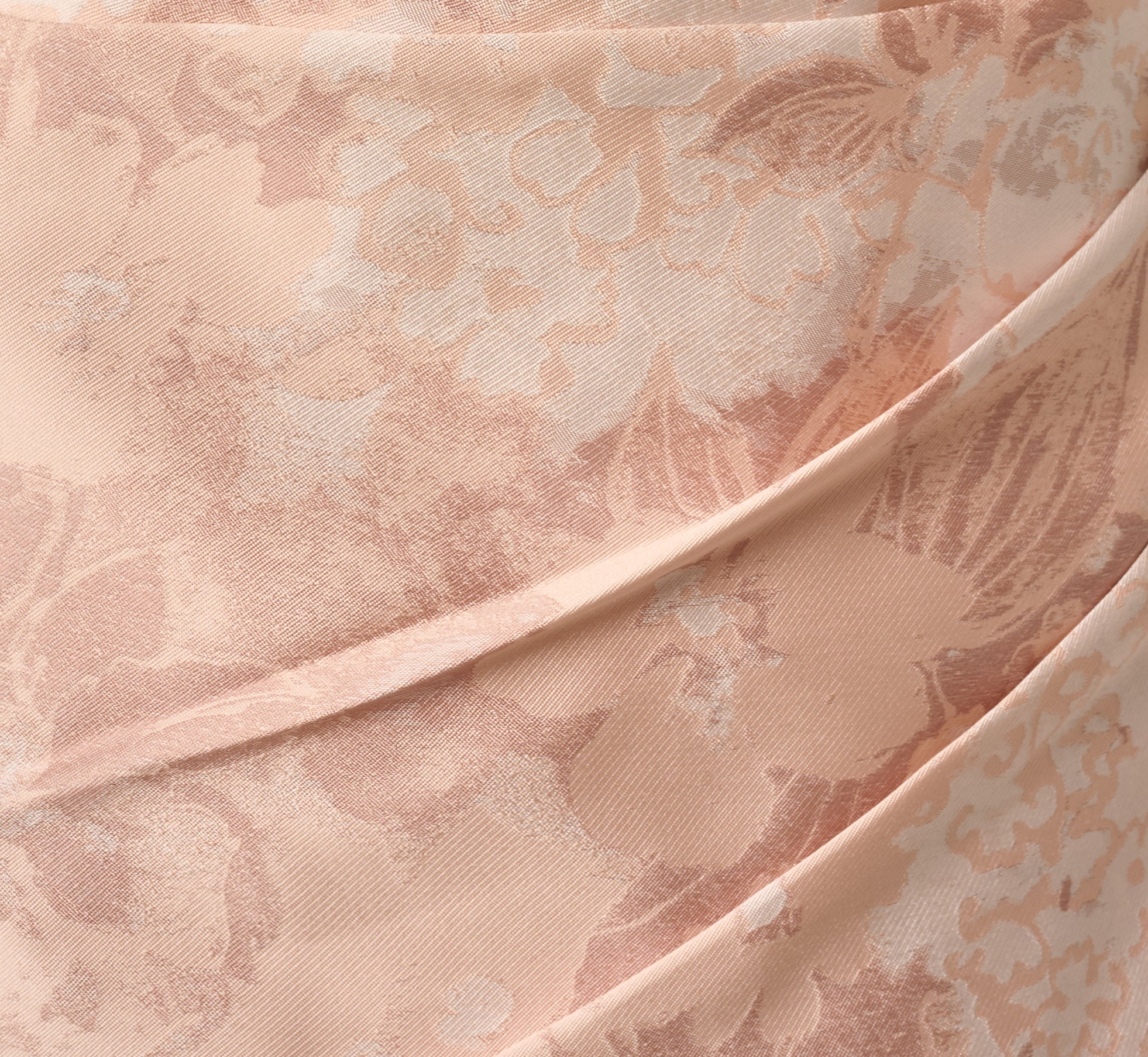 Beaded One Shoulder Floral Jacquard Draped Gown In Blush Multi - Image 7
