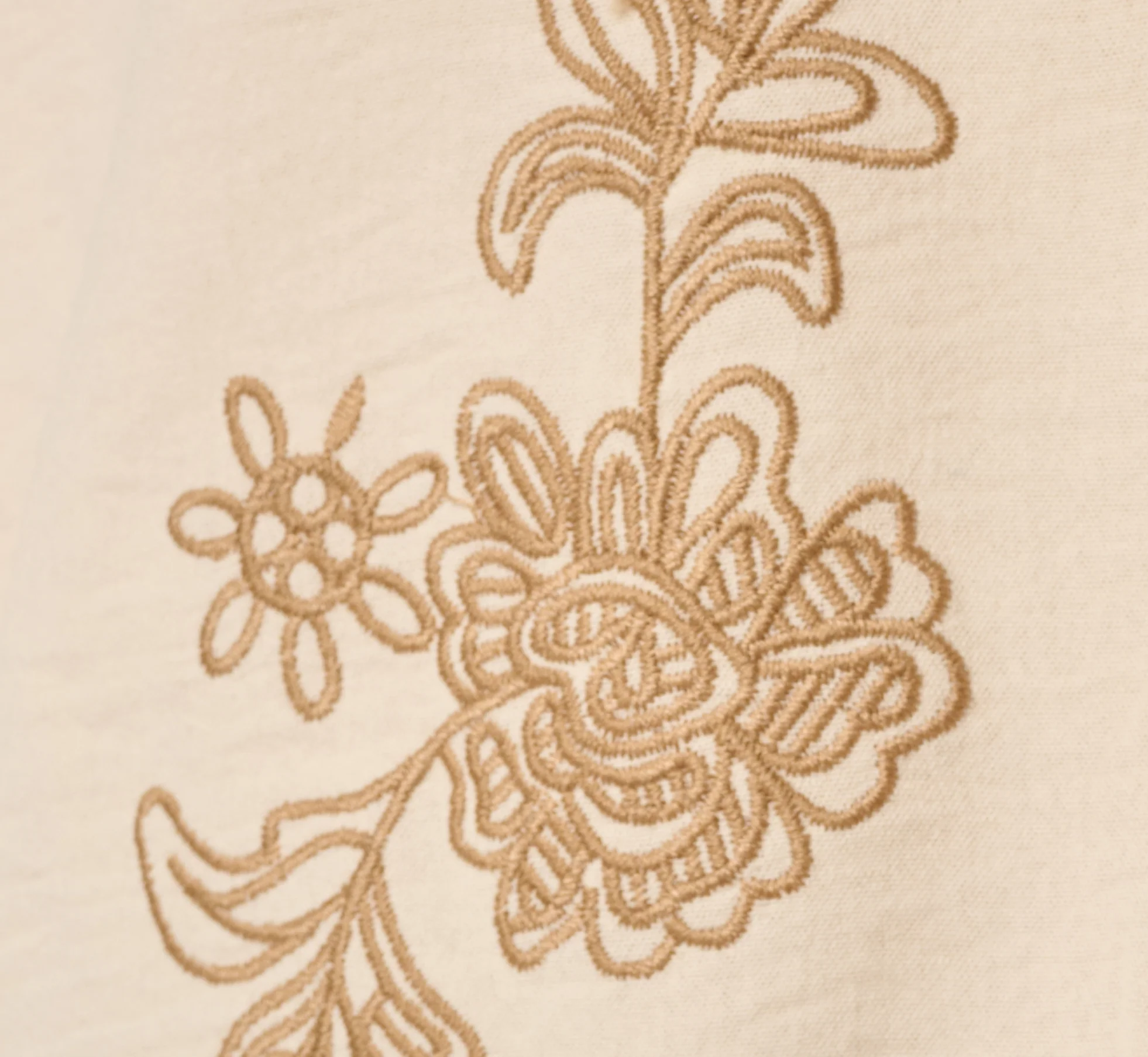 Bell Sleeve Embroidery Scalloped Tie Front Top In Peach Vanilla Brown - Image 7