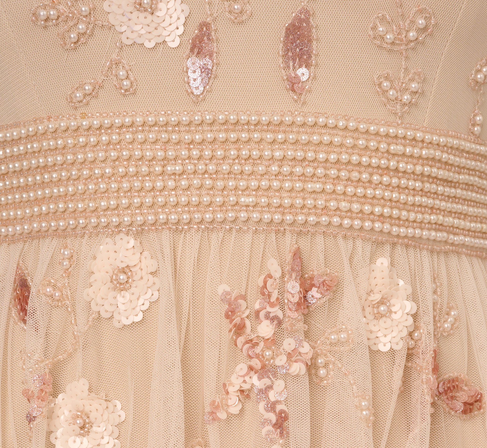 Cap Sleeve Pearly Sequin Cocktail Dress In Pale Pink - Image 7