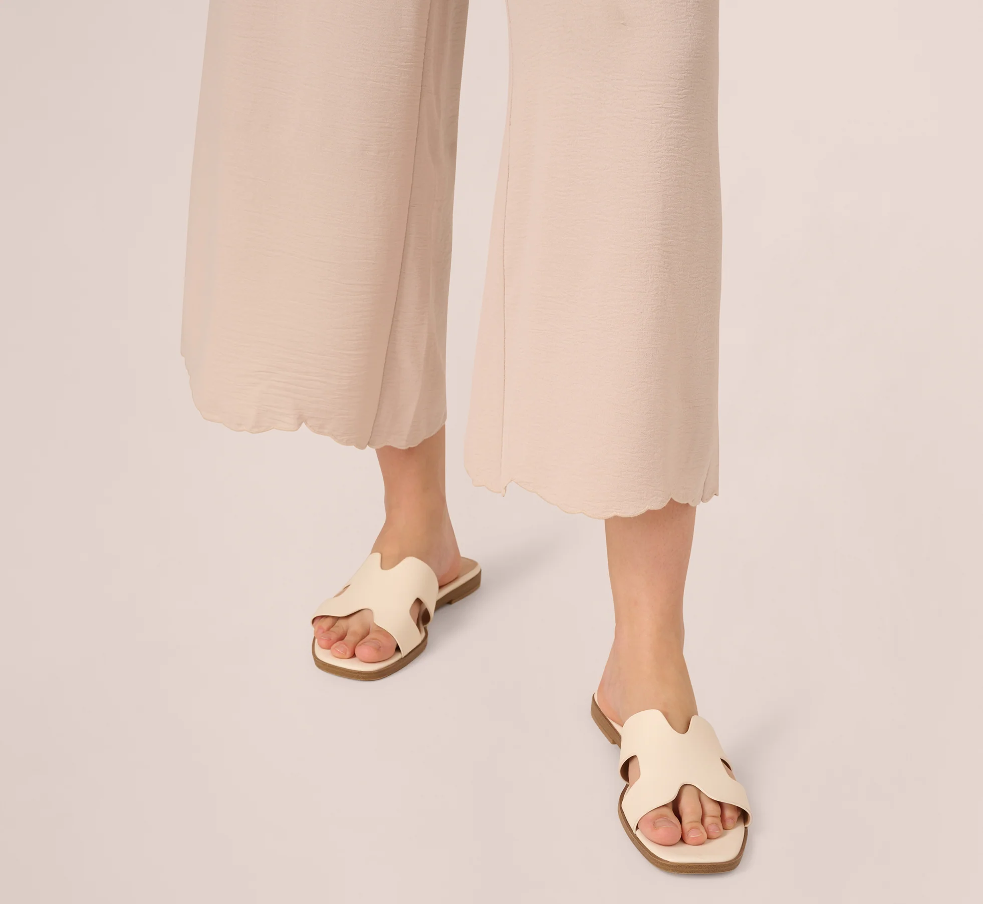 Embroidered Airflow Top And Wide Leg Pant Set In Pebble - Image 6