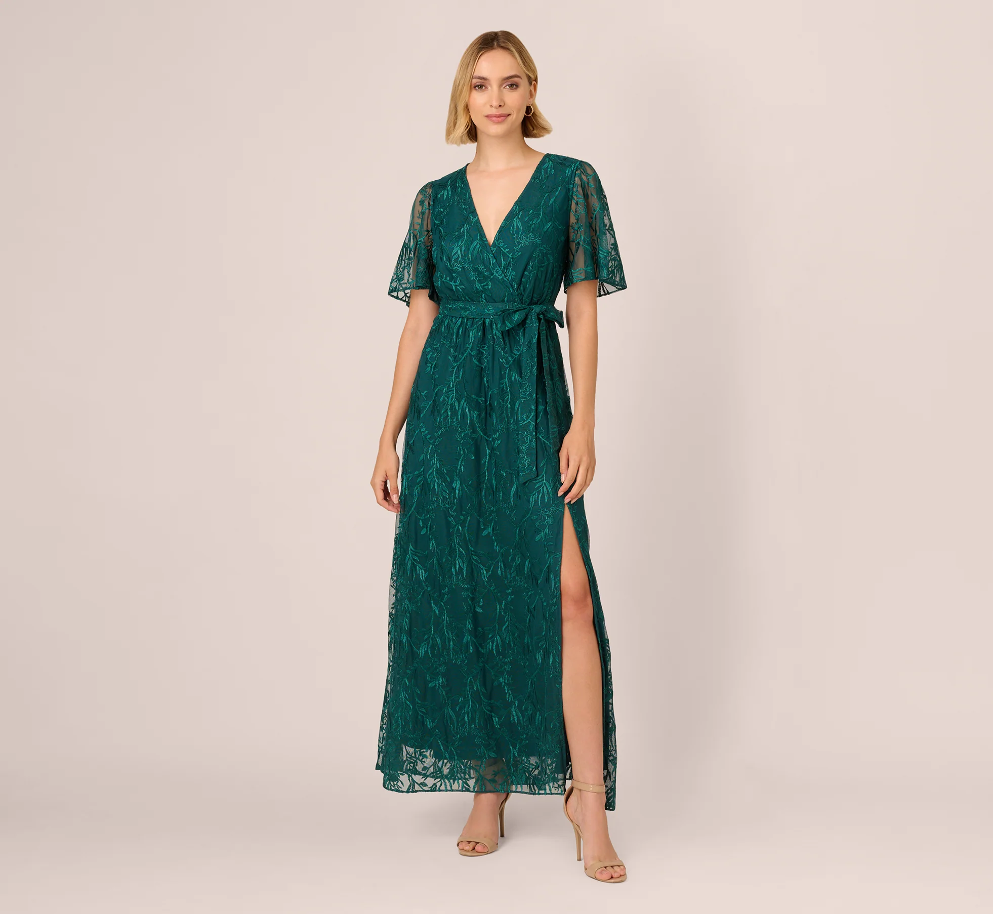 Embroidered Lace Maxi Dress In Hunter - Image 2