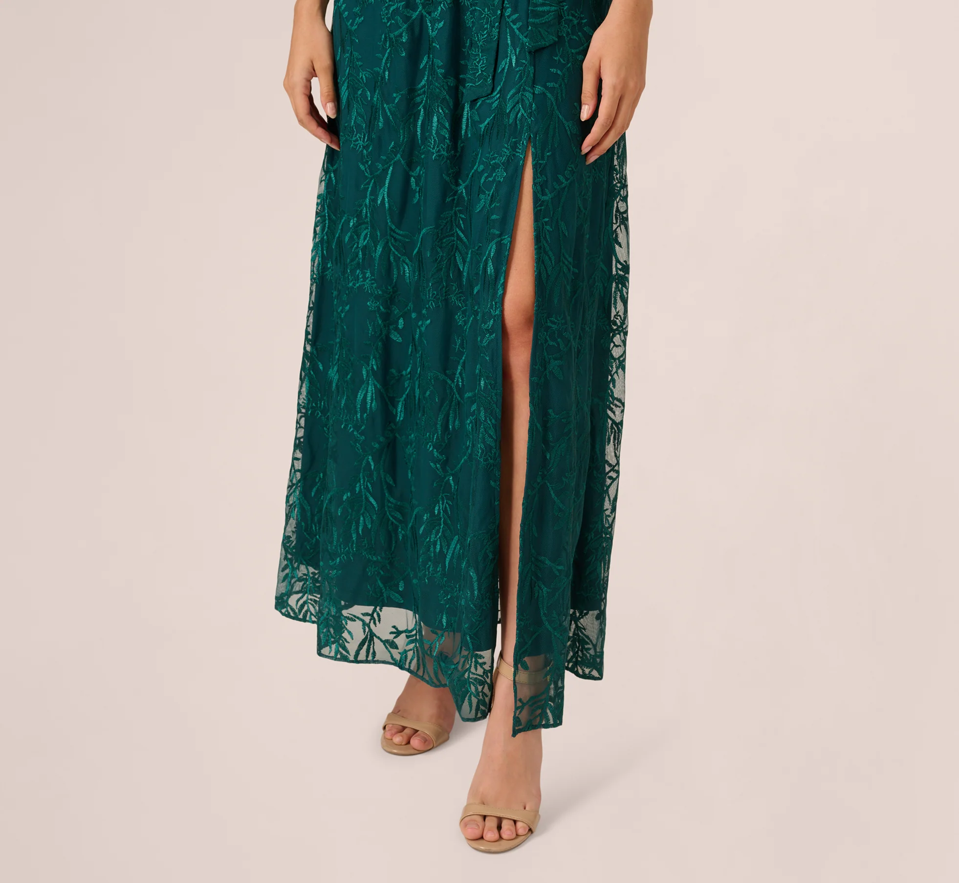 Embroidered Lace Maxi Dress In Hunter - Image 4
