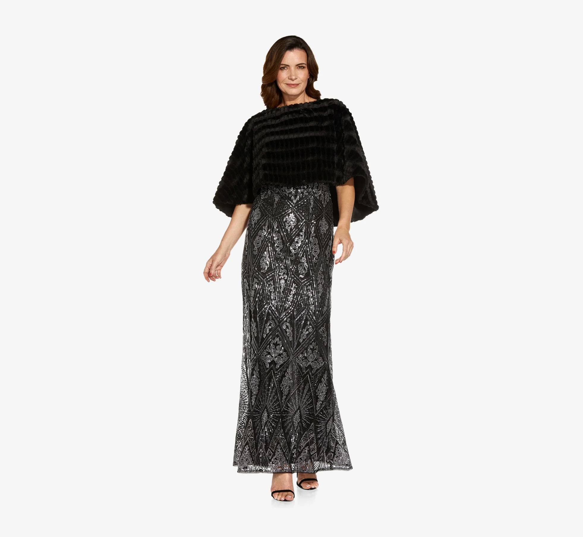 Faux Fur Cape In Black - Image 3