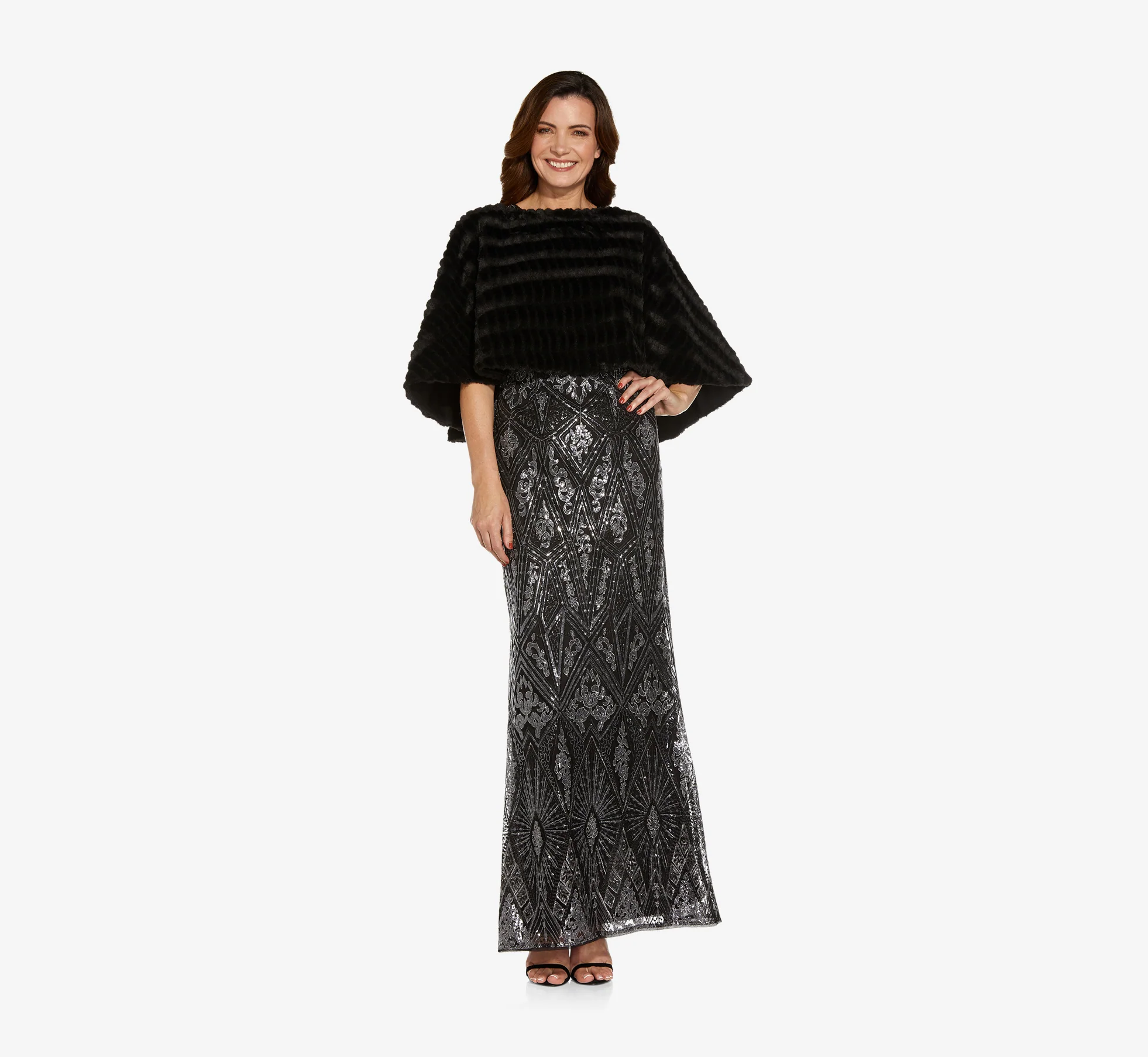 Faux Fur Cape In Black - Image 4