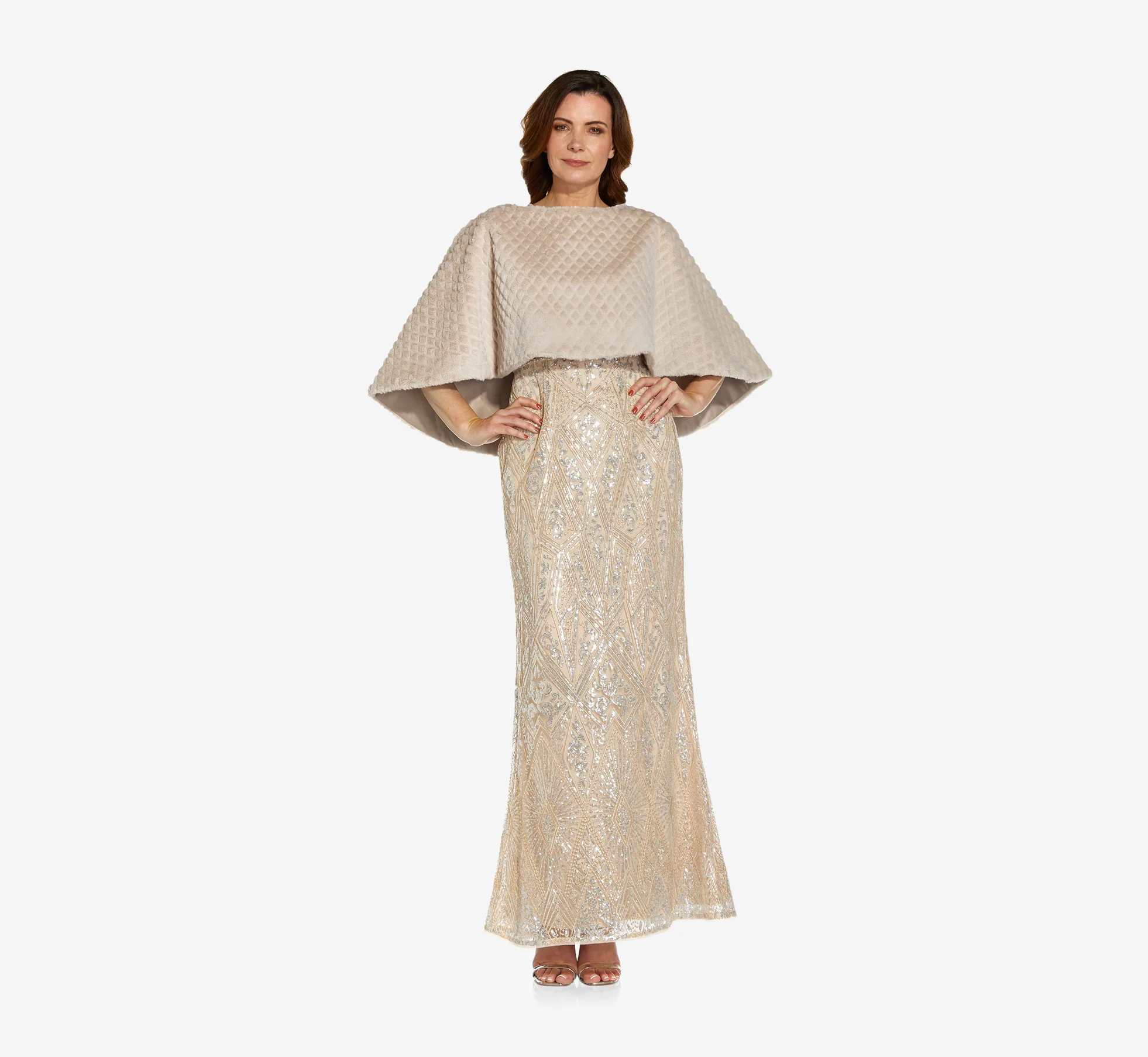Faux Fur Cape In Marble - Image 3