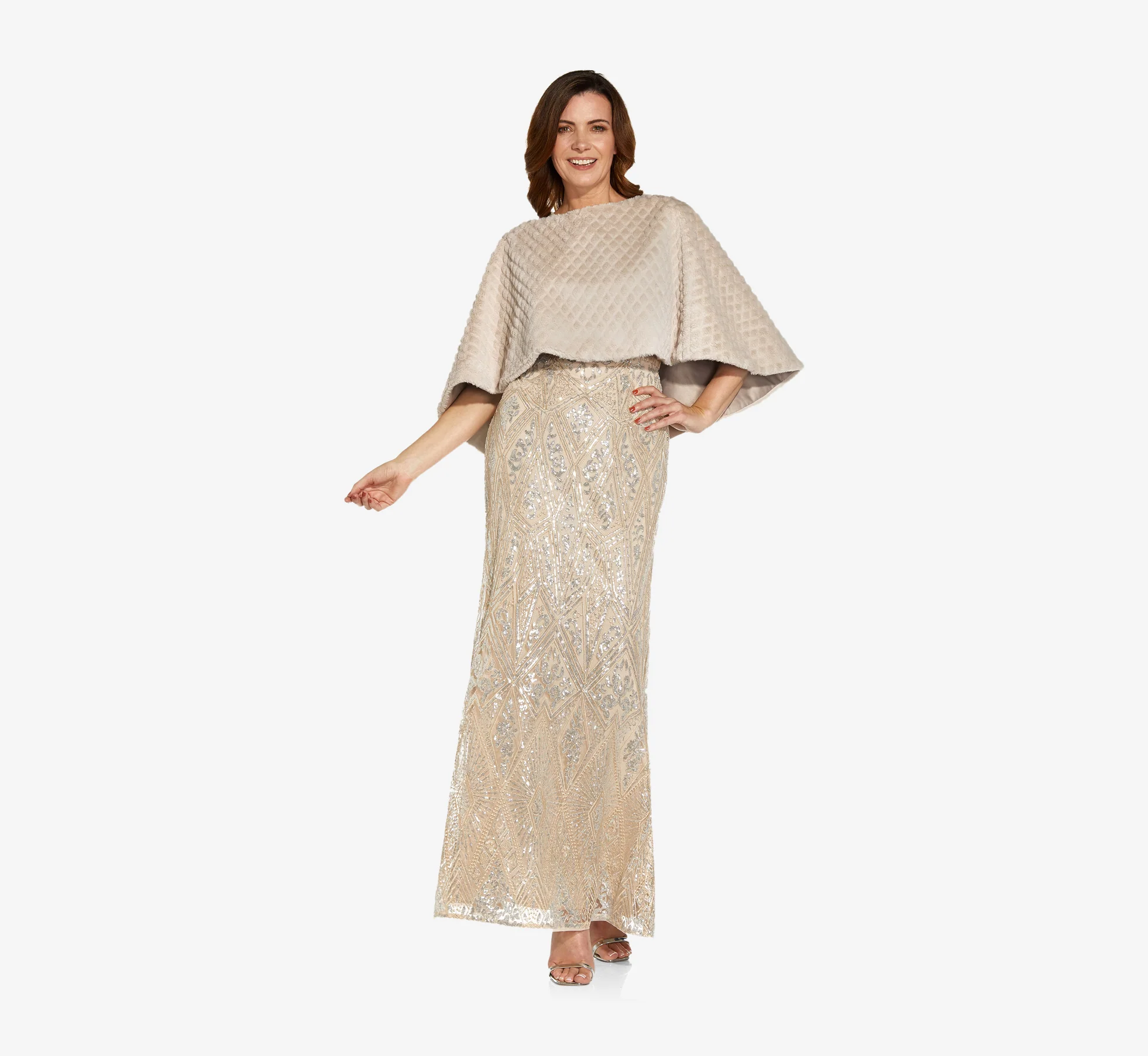 Faux Fur Cape In Marble - Image 4