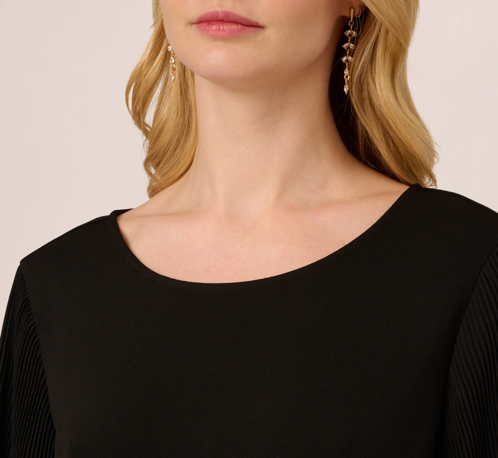 Knit Top With Pleated Sleeves In Black - Image 3