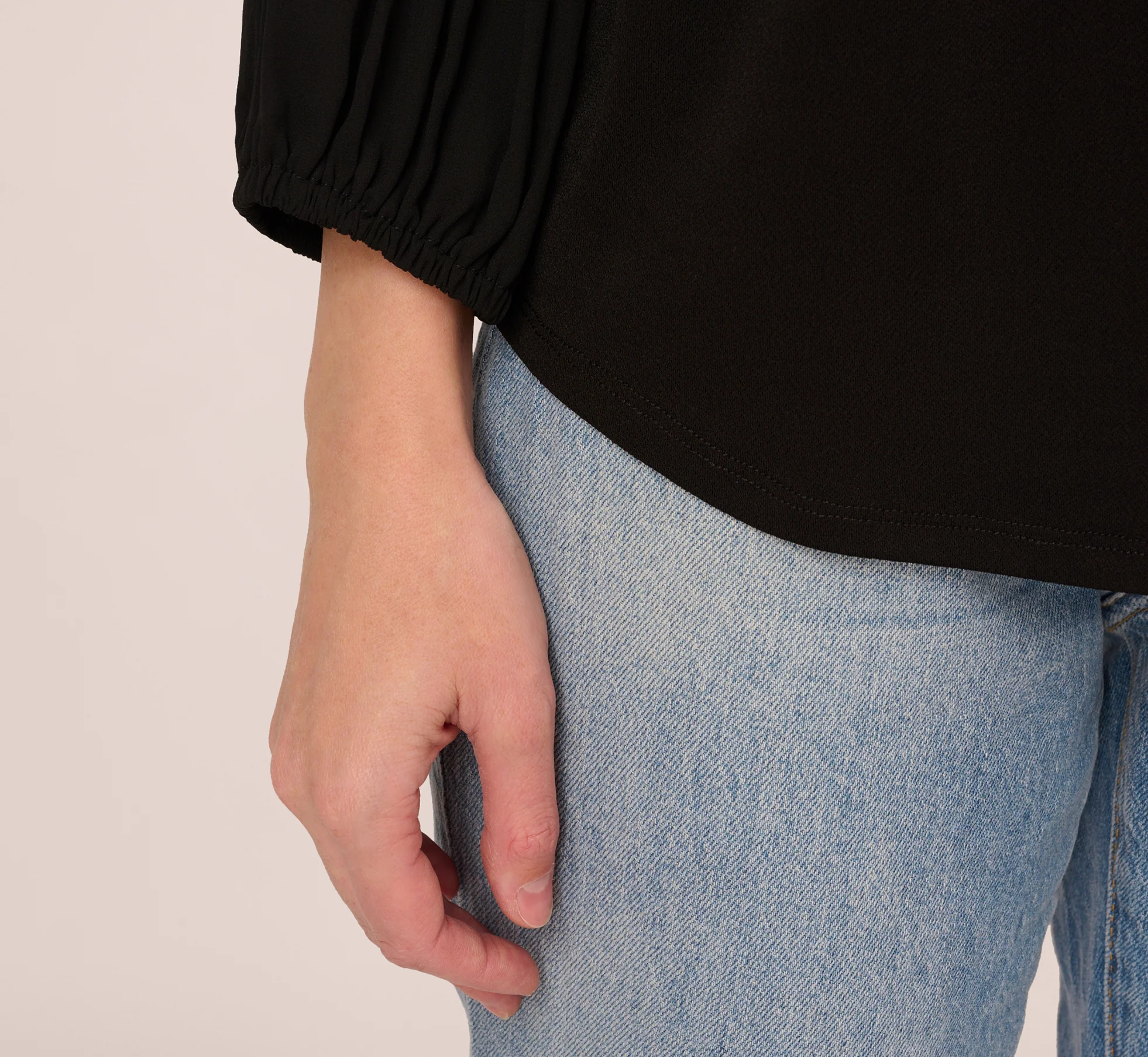 Knit Top With Pleated Sleeves In Black - Image 5