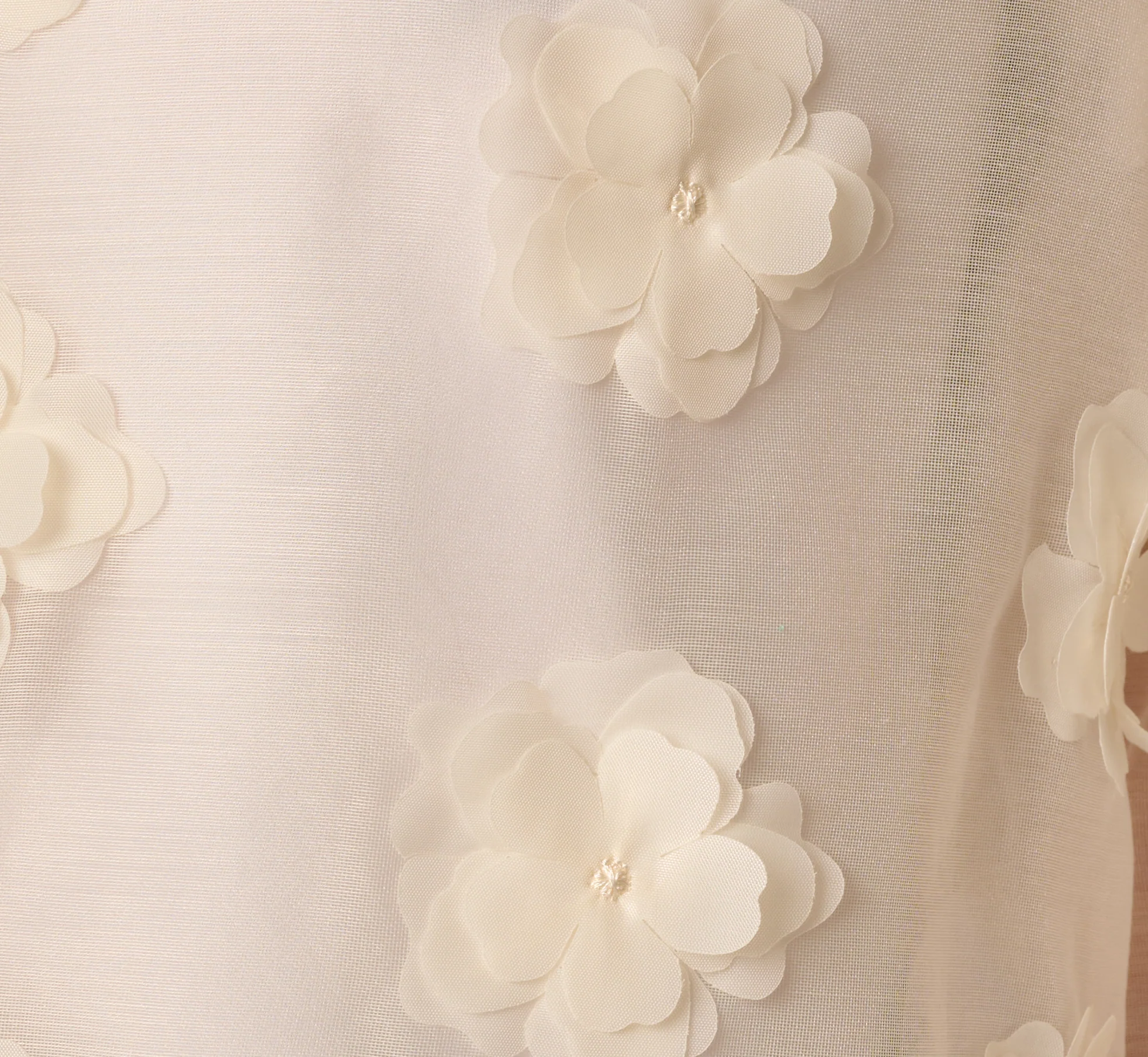 Long Sleeve Sheer 3D Floral Petal Blouse In Cream Frosting - Image 7