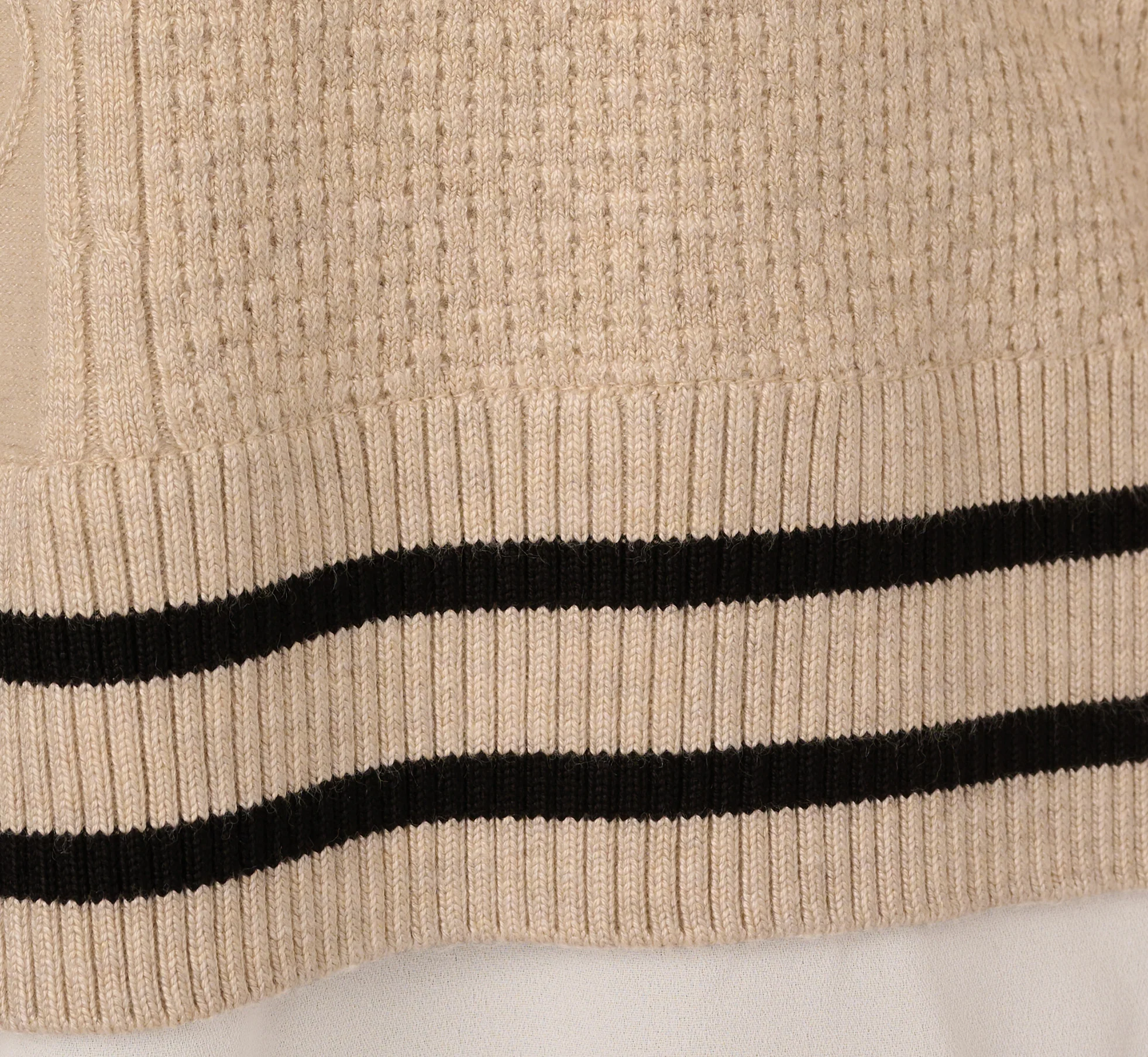 Long Sleeve Tie Neck Sweater Vest Twofer Top In Neutral Black - Image 7