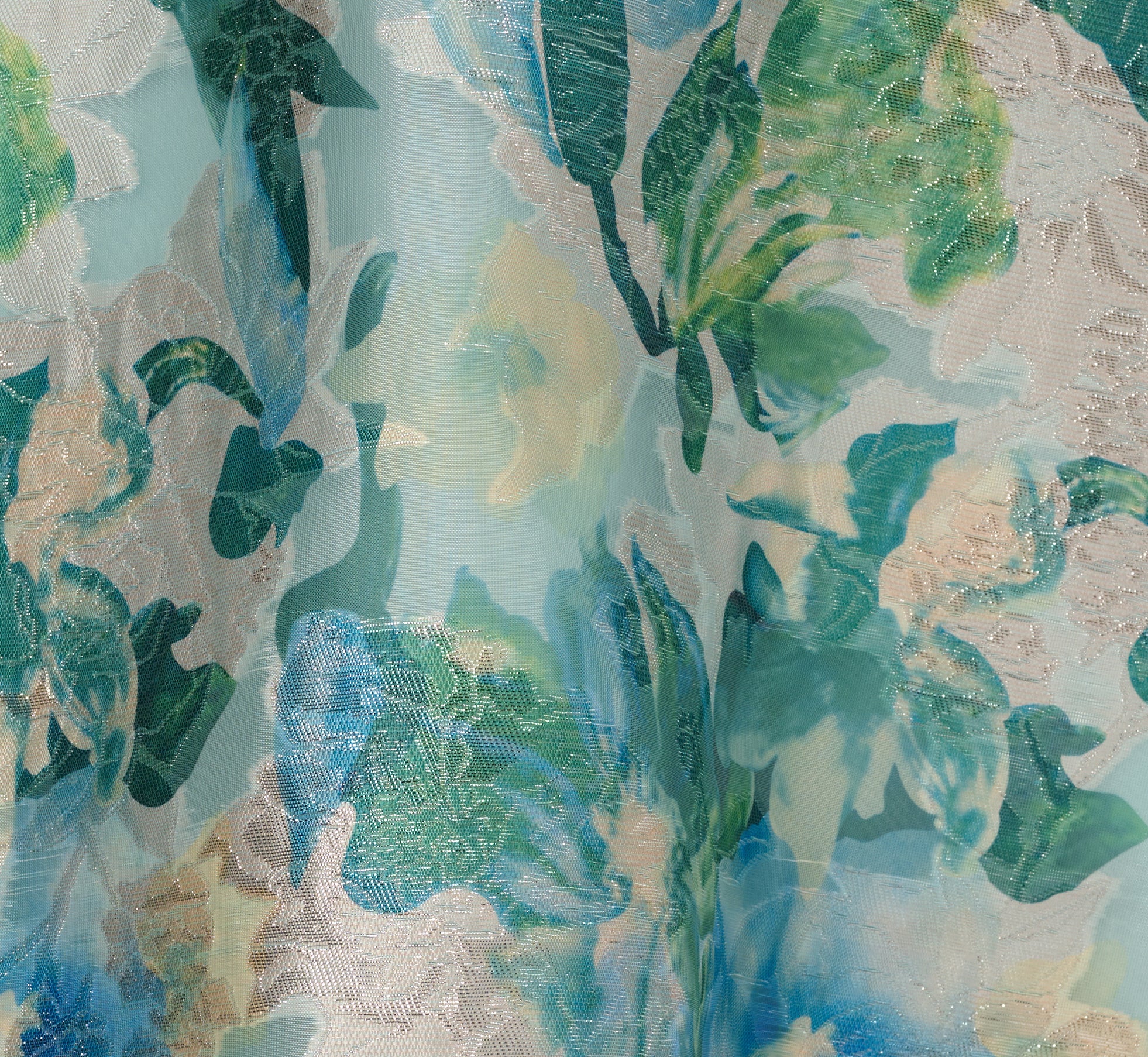 Metallic Floral Jacquard Midi Dress In Blue Multi - Image 7