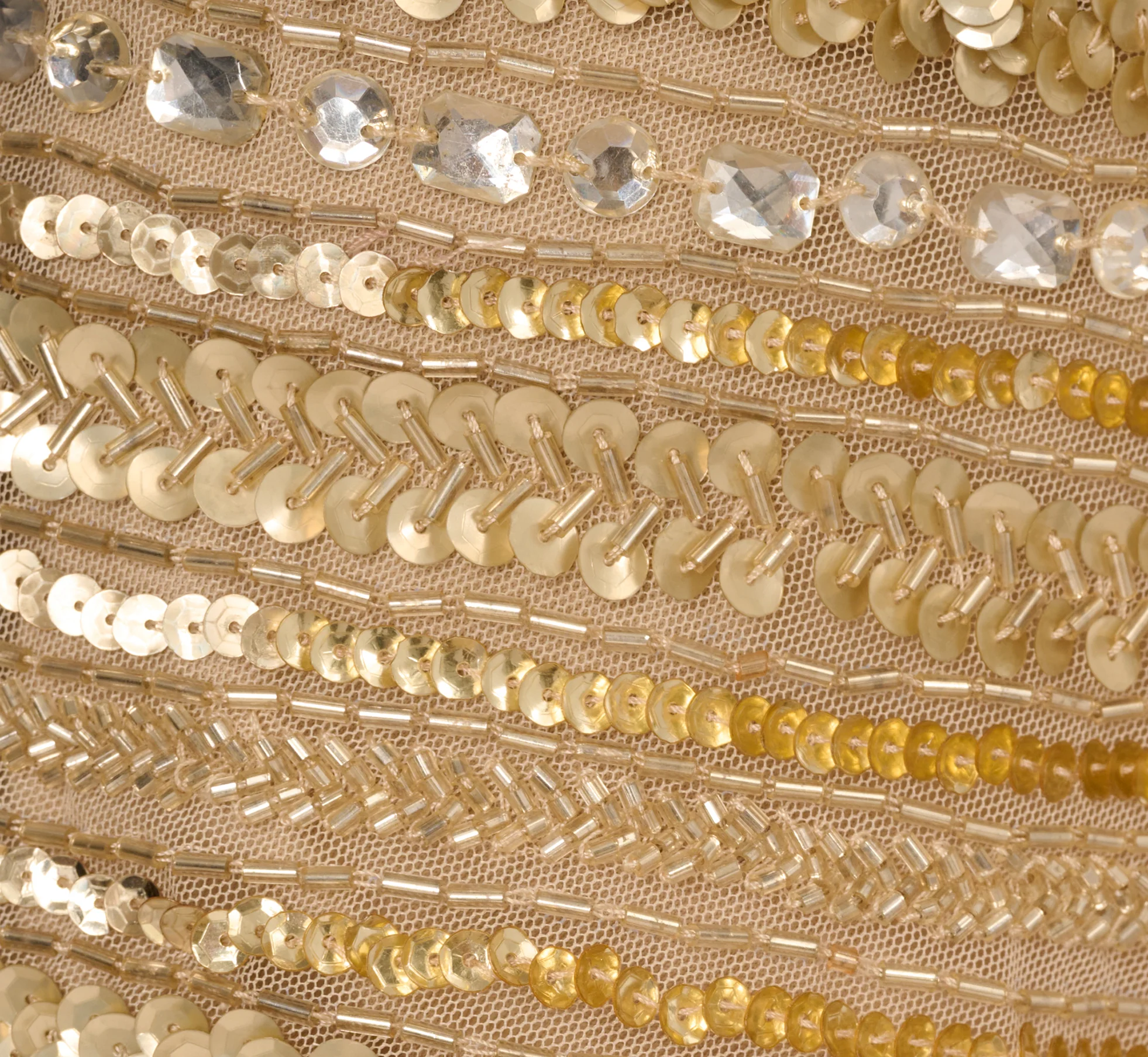Off Shoulder Sequin Bead Column Gown In Gold - Image 6
