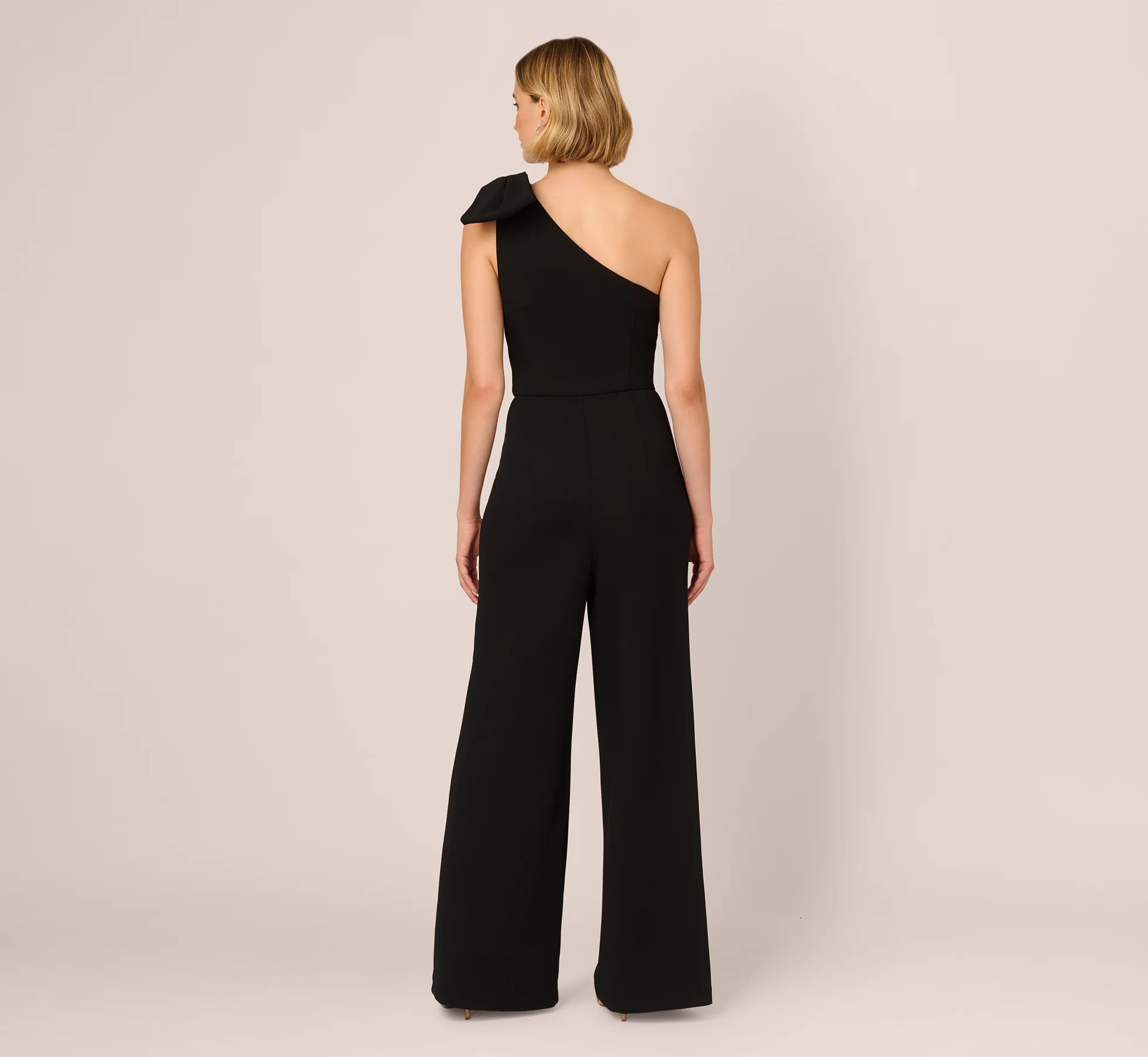 One Shoulder Bow Jumpsuit In Black - Image 5