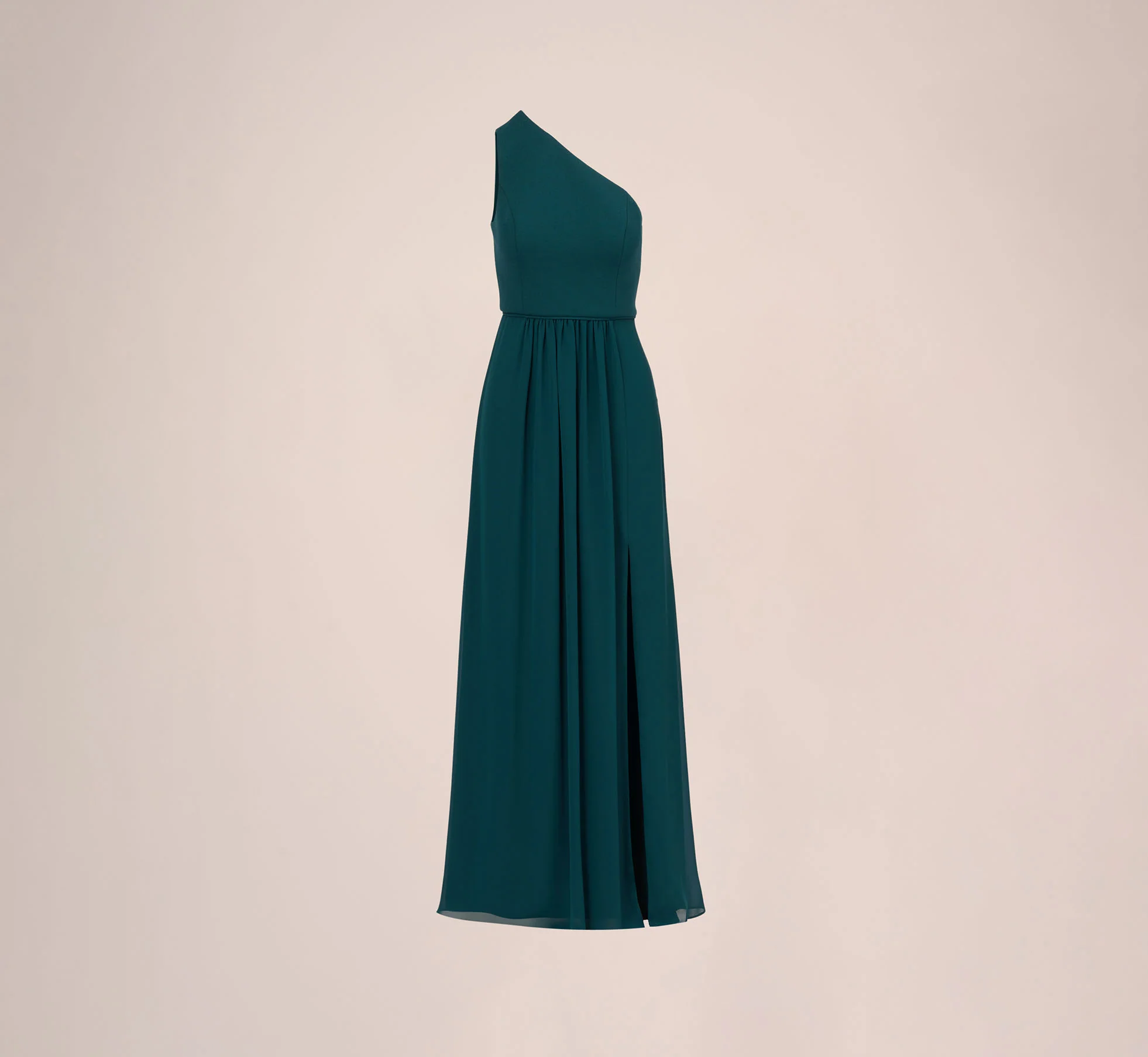 One Shoulder Chiffon Long Gown In Hunter - Image 7