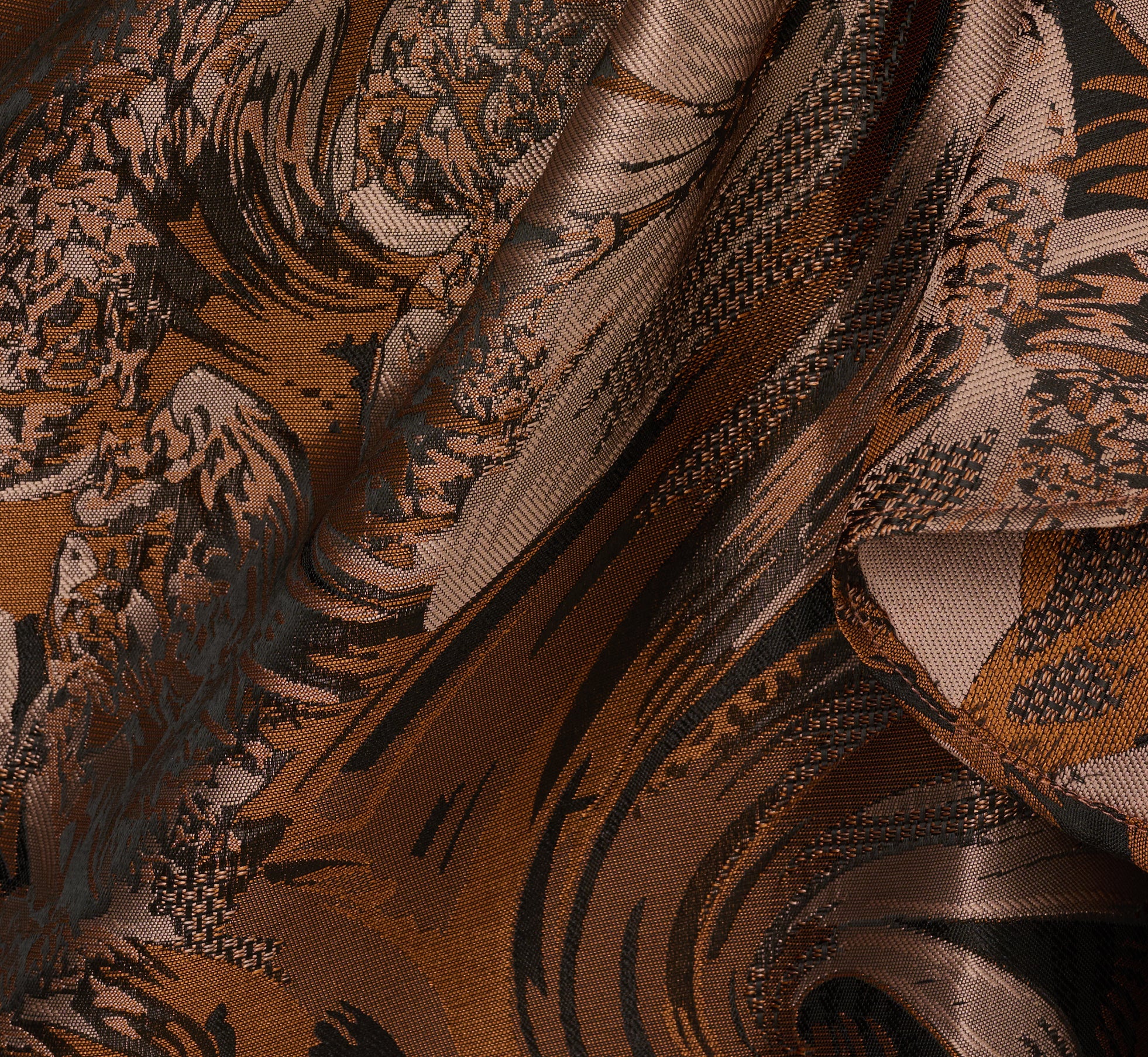 One Shoulder Jacquard Mermaid Gown With Drape Detail In Copper Chocolate - Image 7
