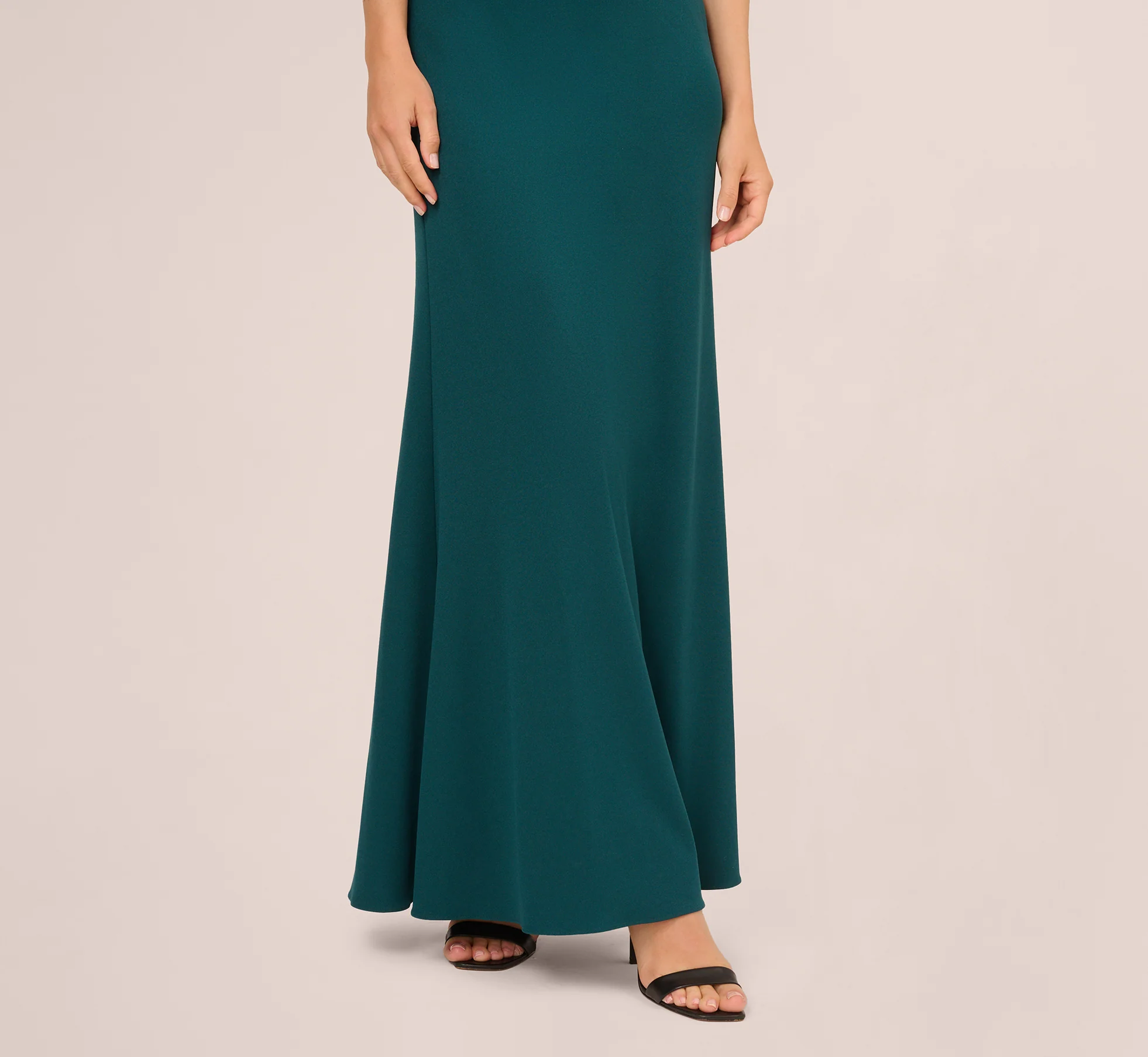 One Shoulder Ruffle Mermaid Gown In Hunter - Image 4