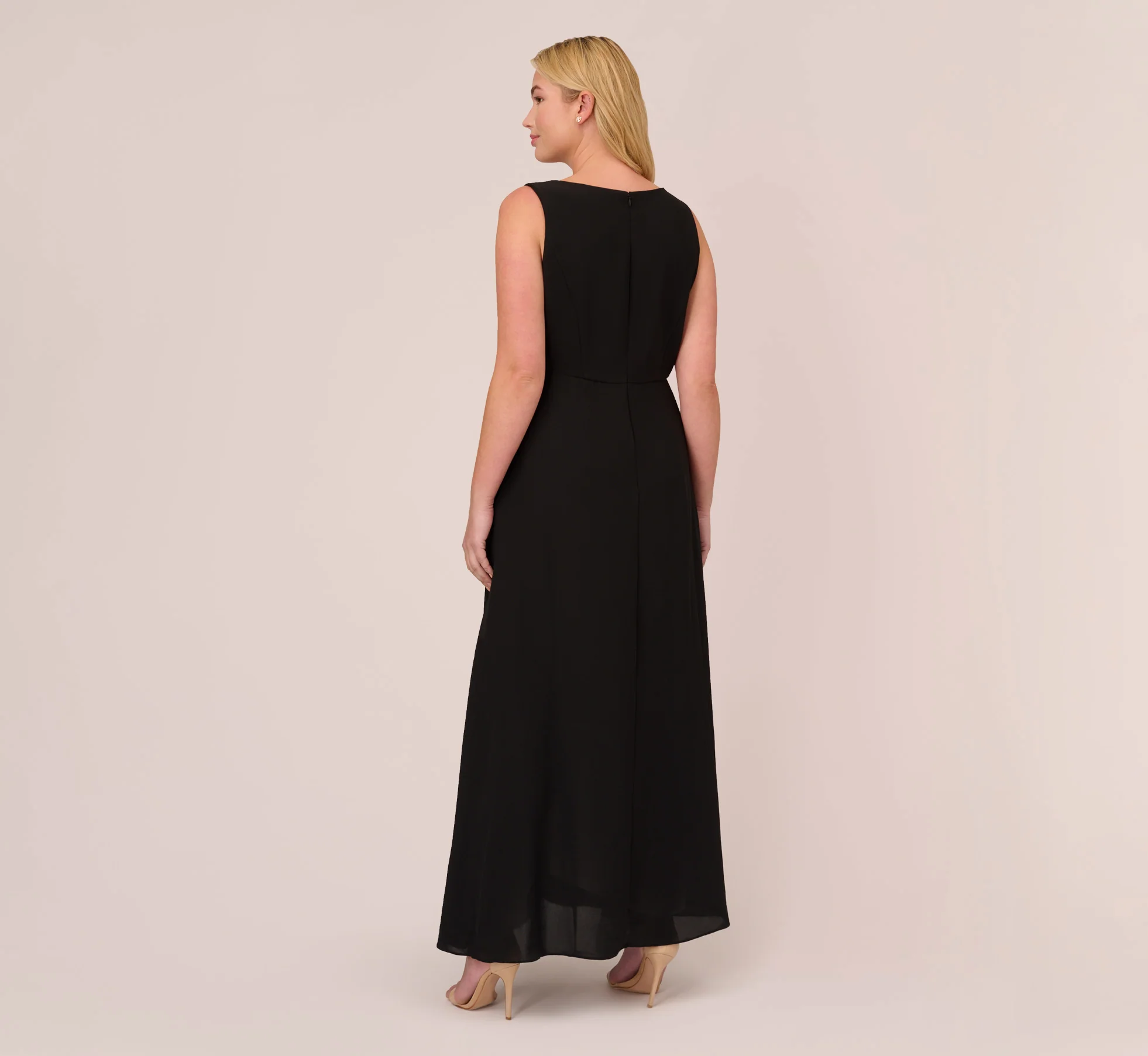 Plus Size Colorblock Jumpsuit With Skirt Overlay In Black Ivory - Image 5