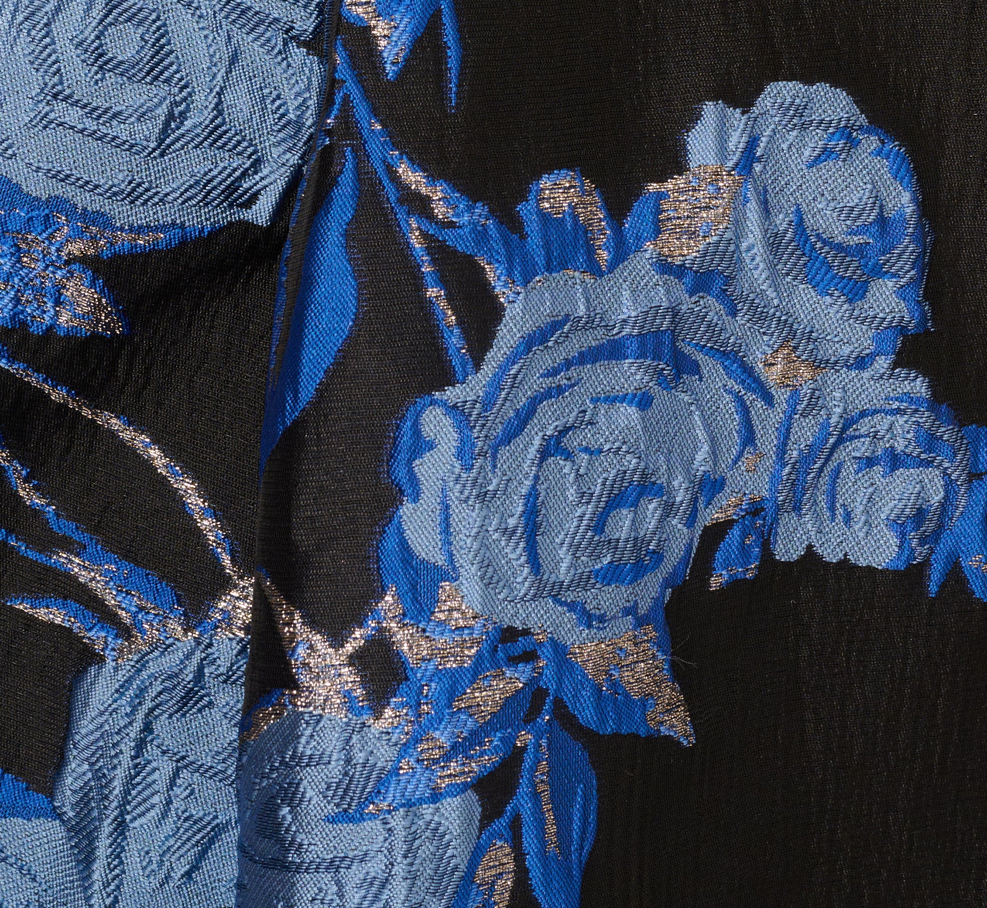 Plus Size Floral Jacquard Short Fit And Flare Dress In Blue Black Multi - Image 6