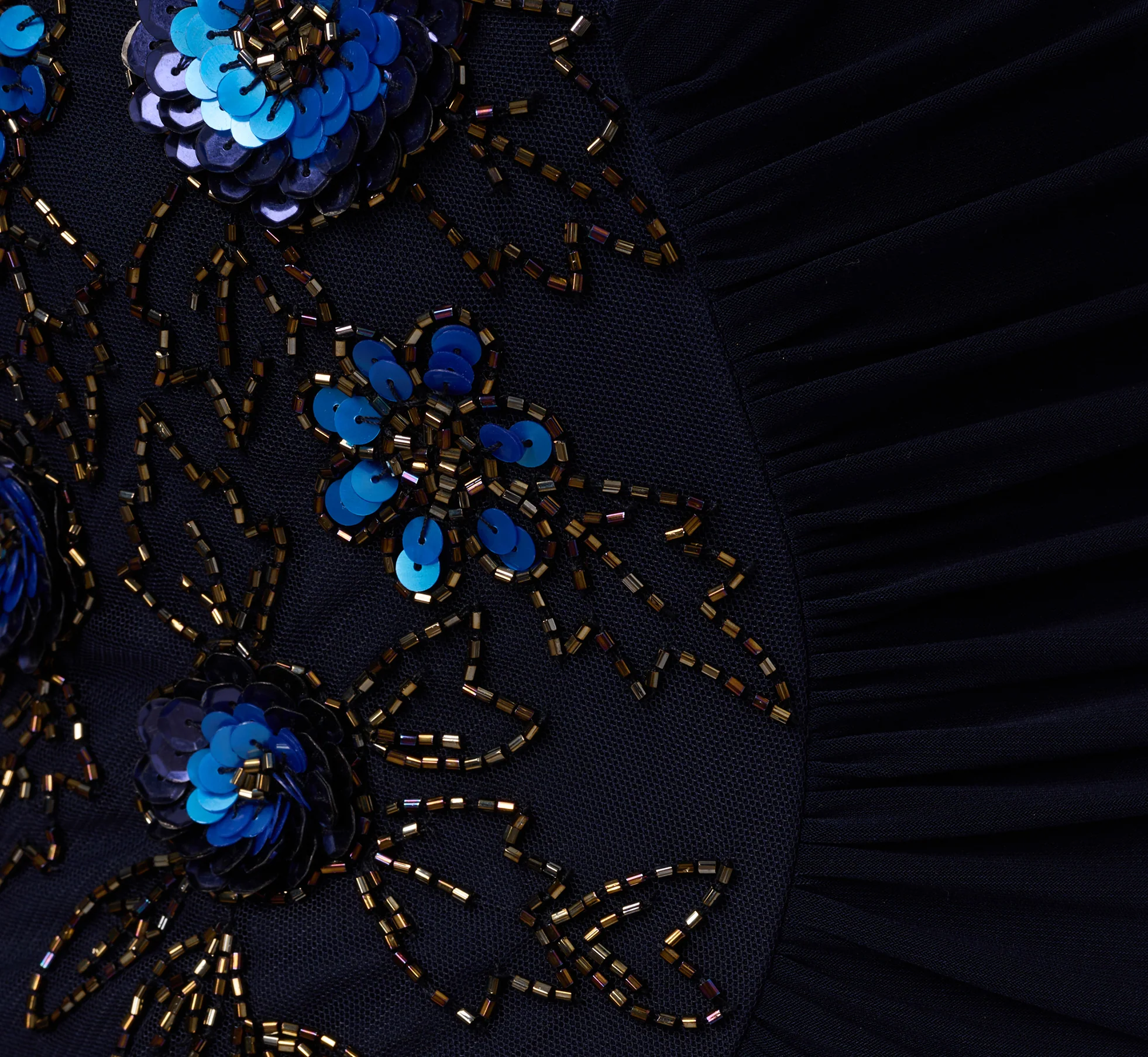 Plus Size Sleeveless Asymmetrical Floral Beaded Jersey Gown In Midnight Multi - Image 6