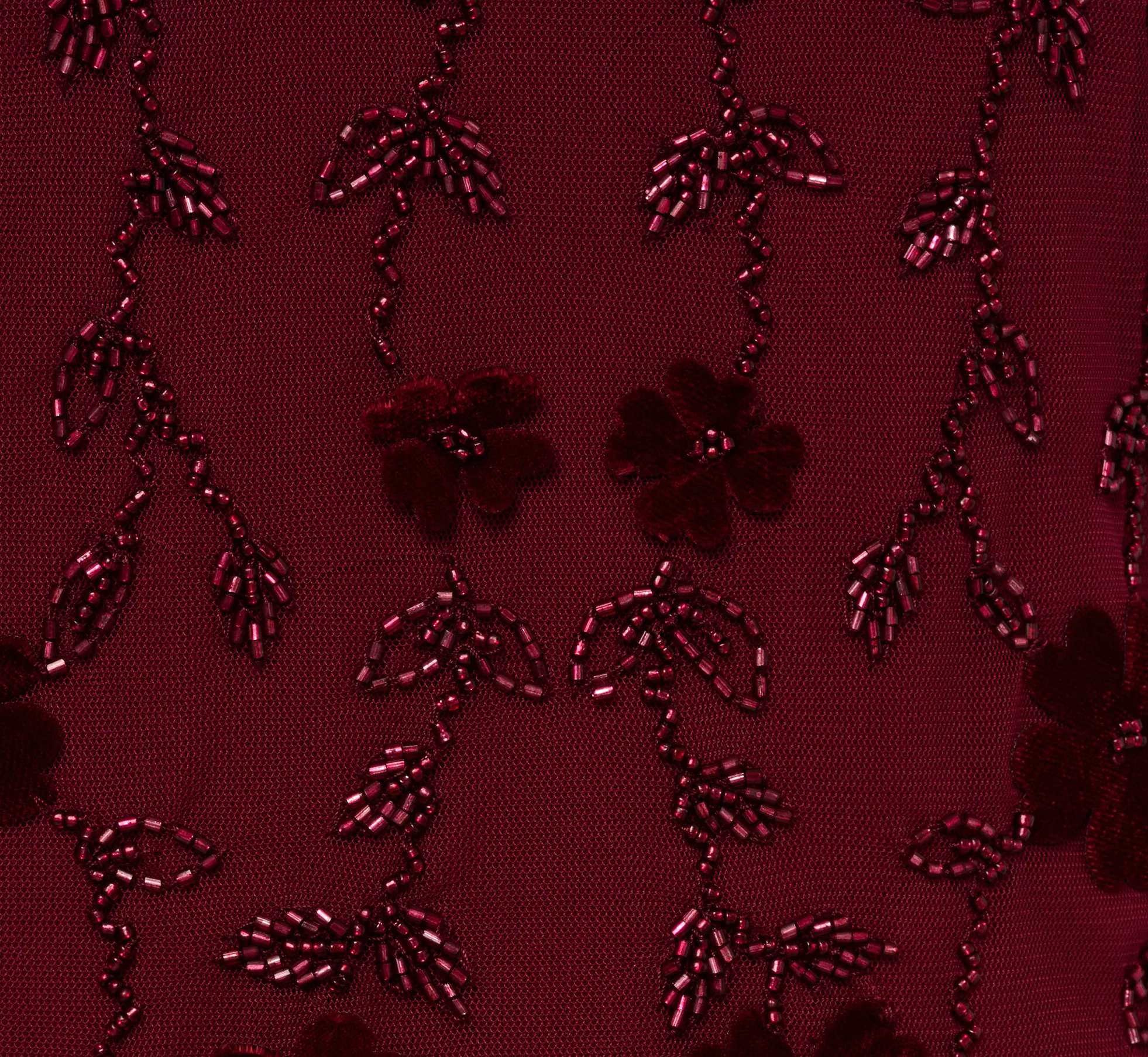 Plus Size Three Quarter Sleeve Velvet Floral Bead Sheath Dress In Mahogany - Image 6