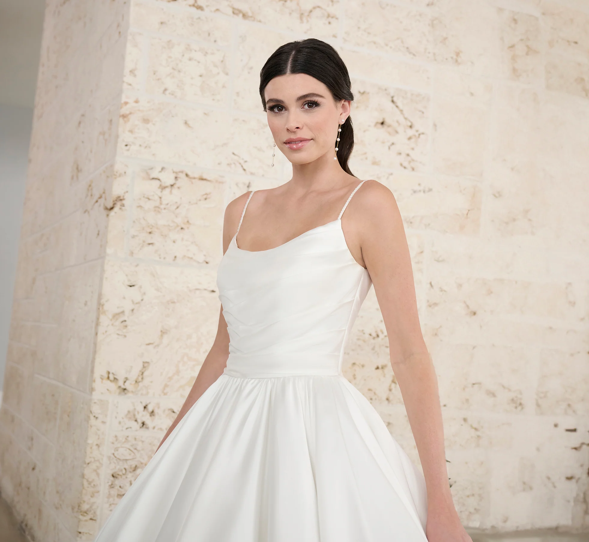 Satin Ball Gown In Ivory - Image 3