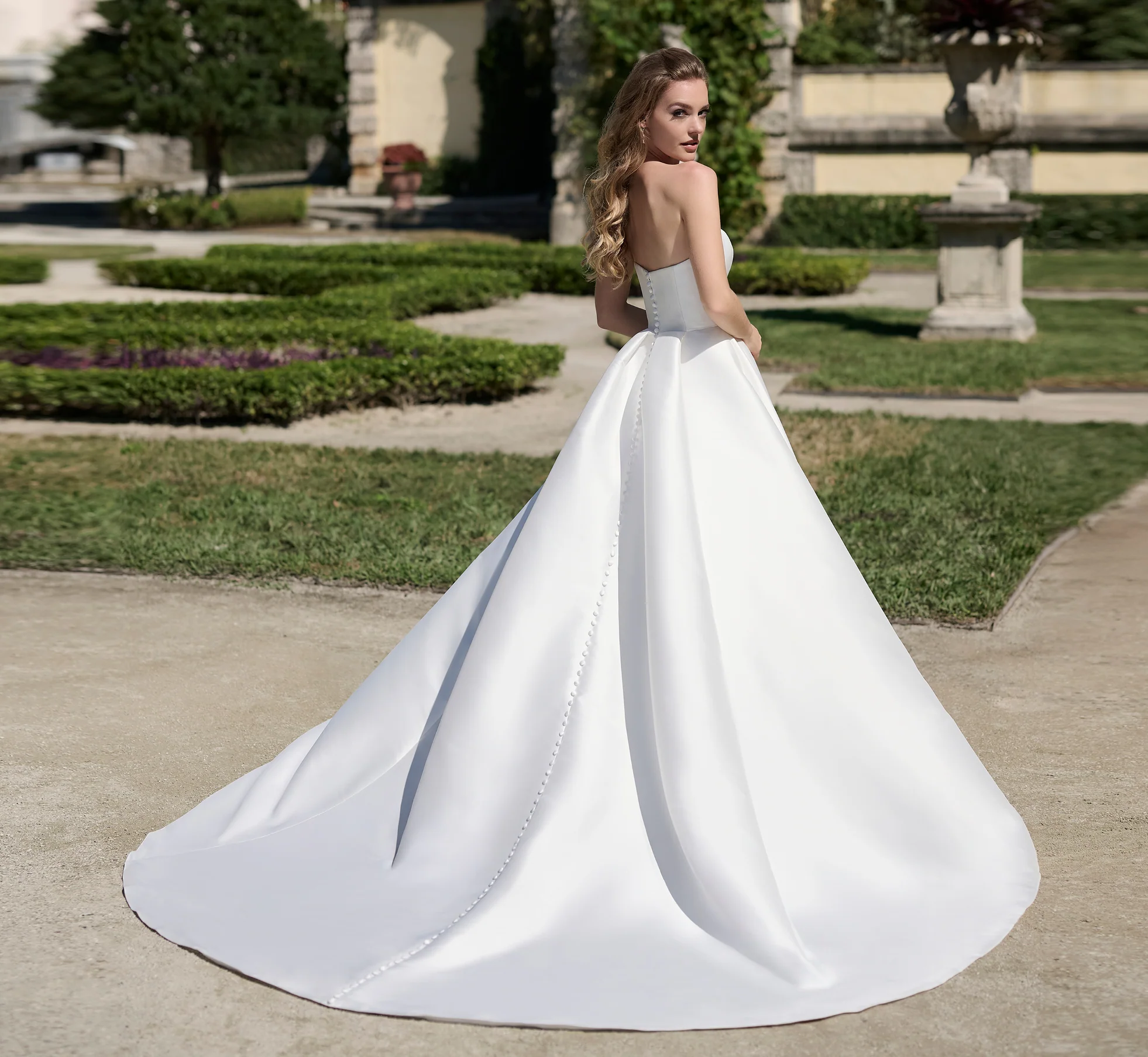 Satin cascade ballgown in Ivory - Image 2