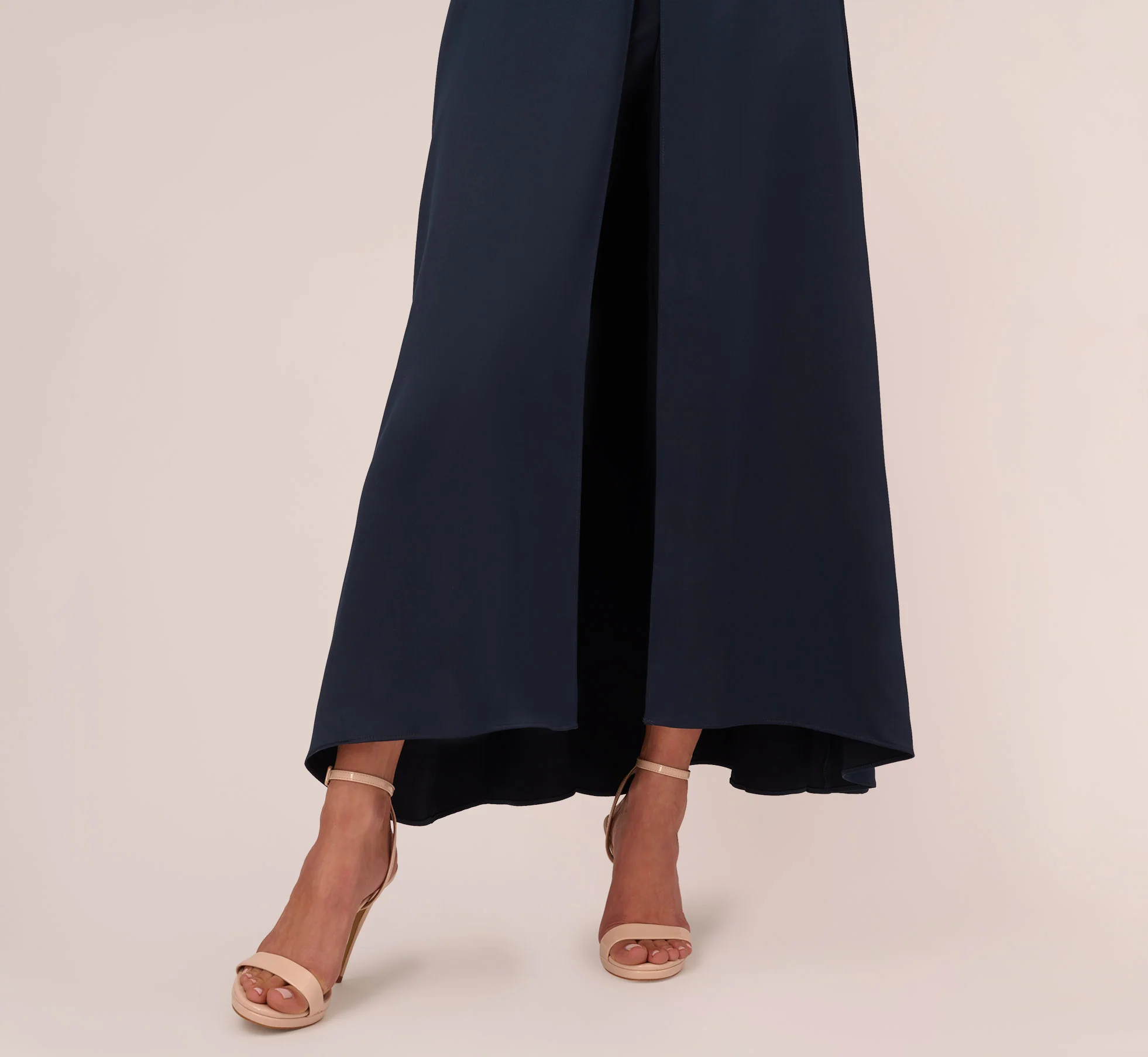 Satin Crepe Ruffled Cropped Jumpsuit In Dark Navy - Image 4