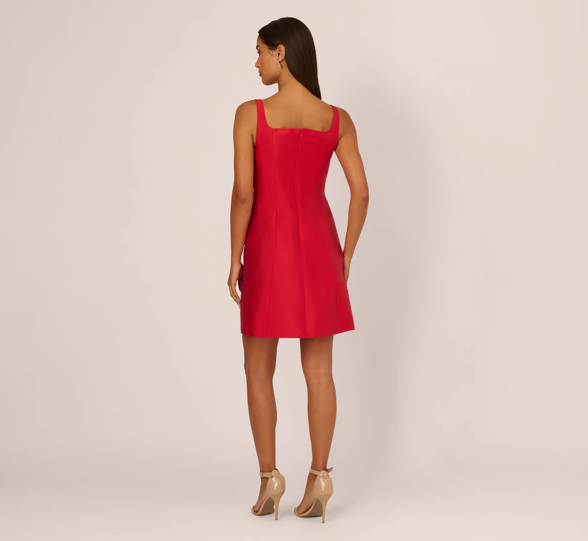 Sleeveless 3D Floral Beaded Cocktail Dress In Red - Image 6