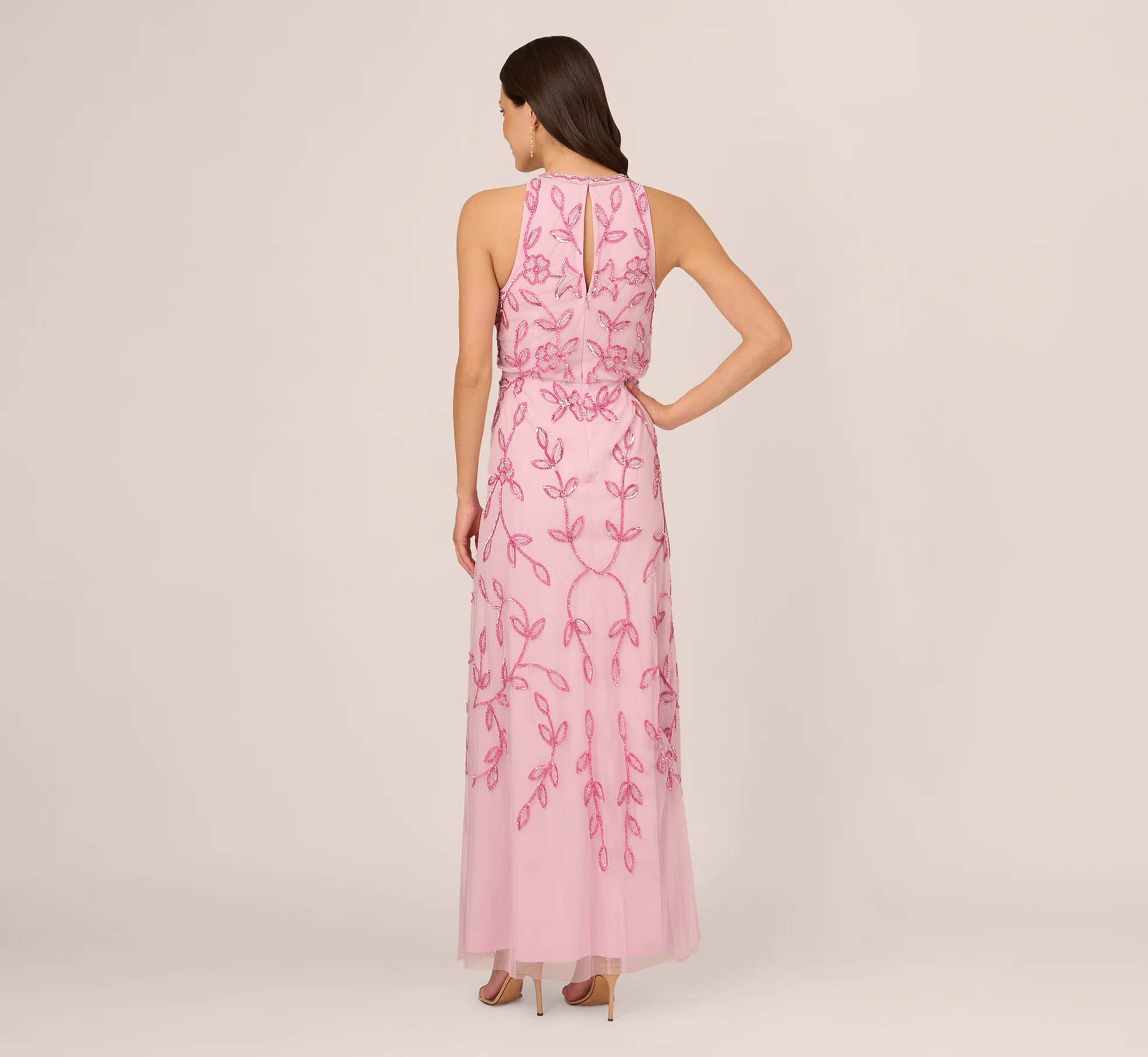 Sleeveless Blouson Mermaid Gown With Jasmine Beading In Pink Lace - Image 5