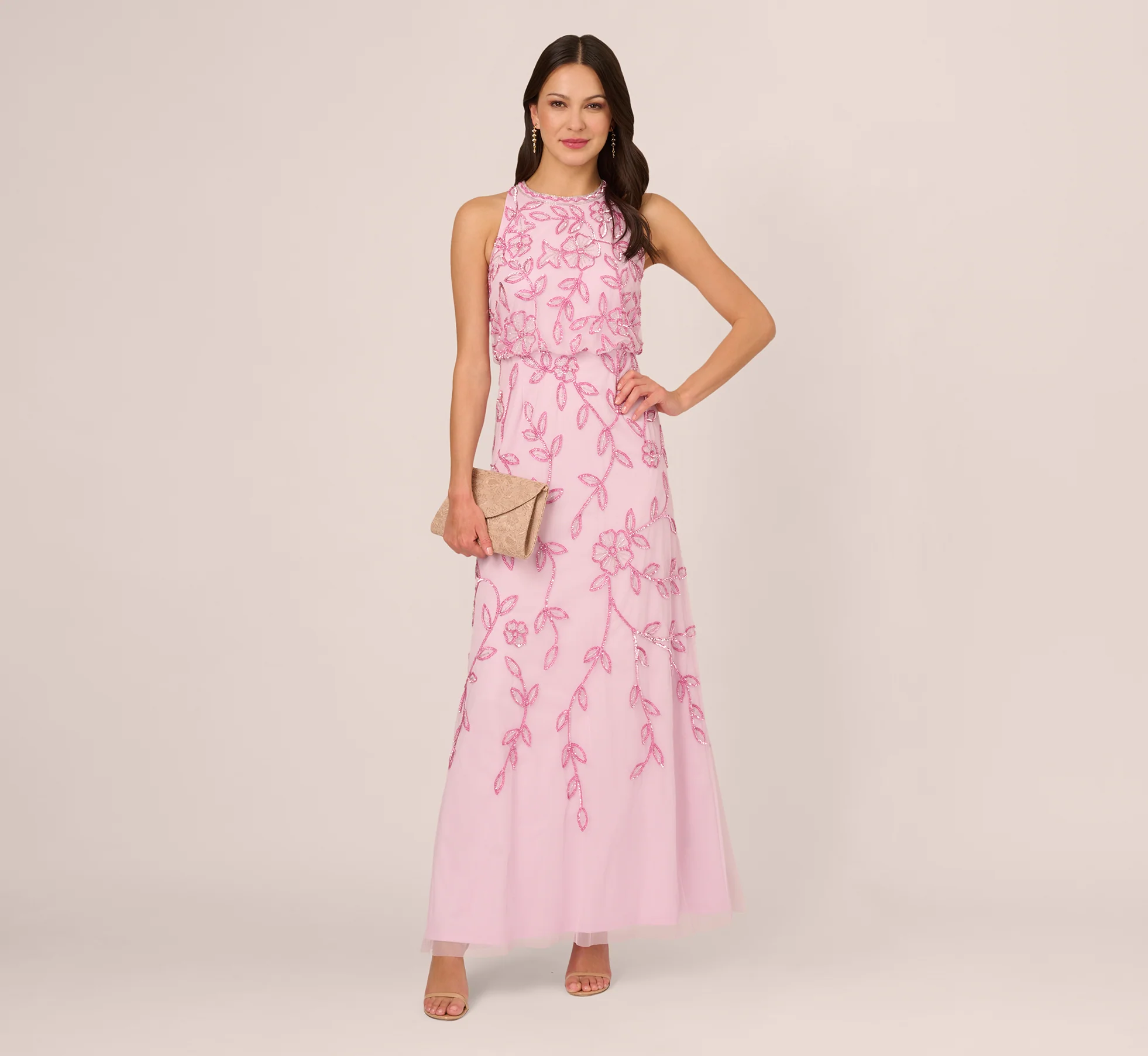 Sleeveless Blouson Mermaid Gown With Jasmine Beading In Pink Lace - Image 7