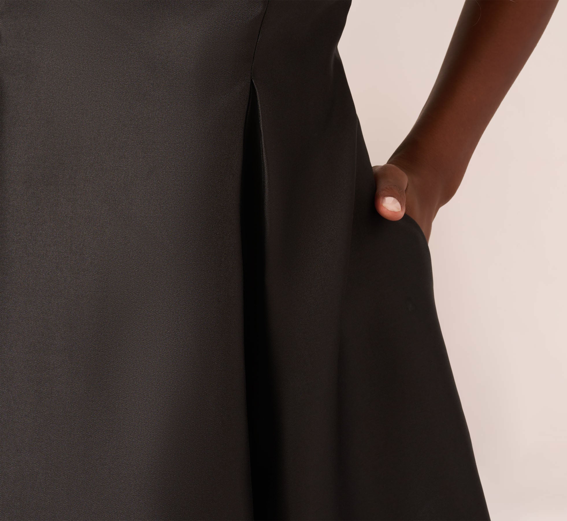 Sleeveless Mikado Fit And Flare Midi Dress With V-Back In Black - Image 5