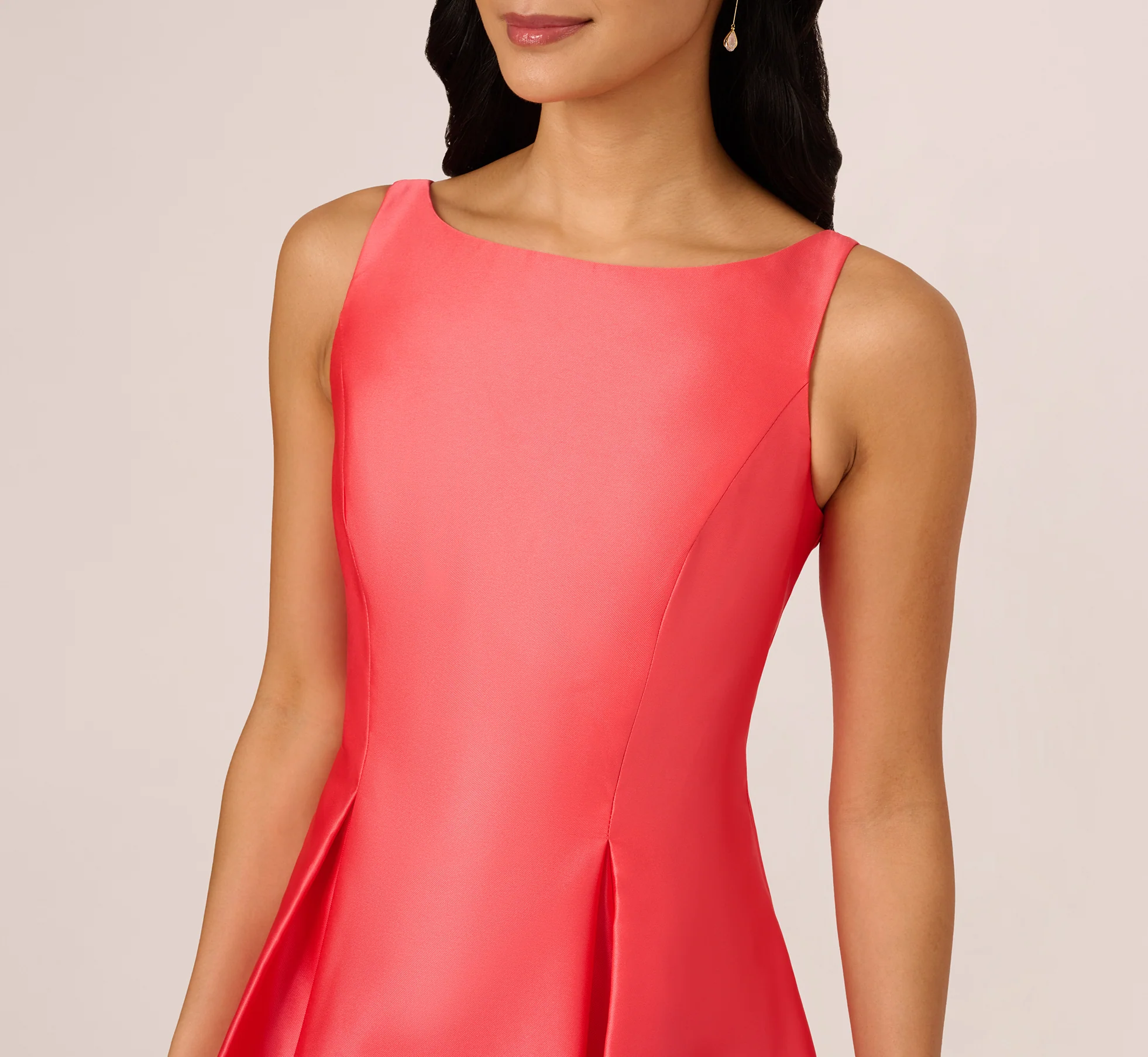 Sleeveless Mikado Fit And Flare Midi Dress With V-Back In Desert Flower - Image 4