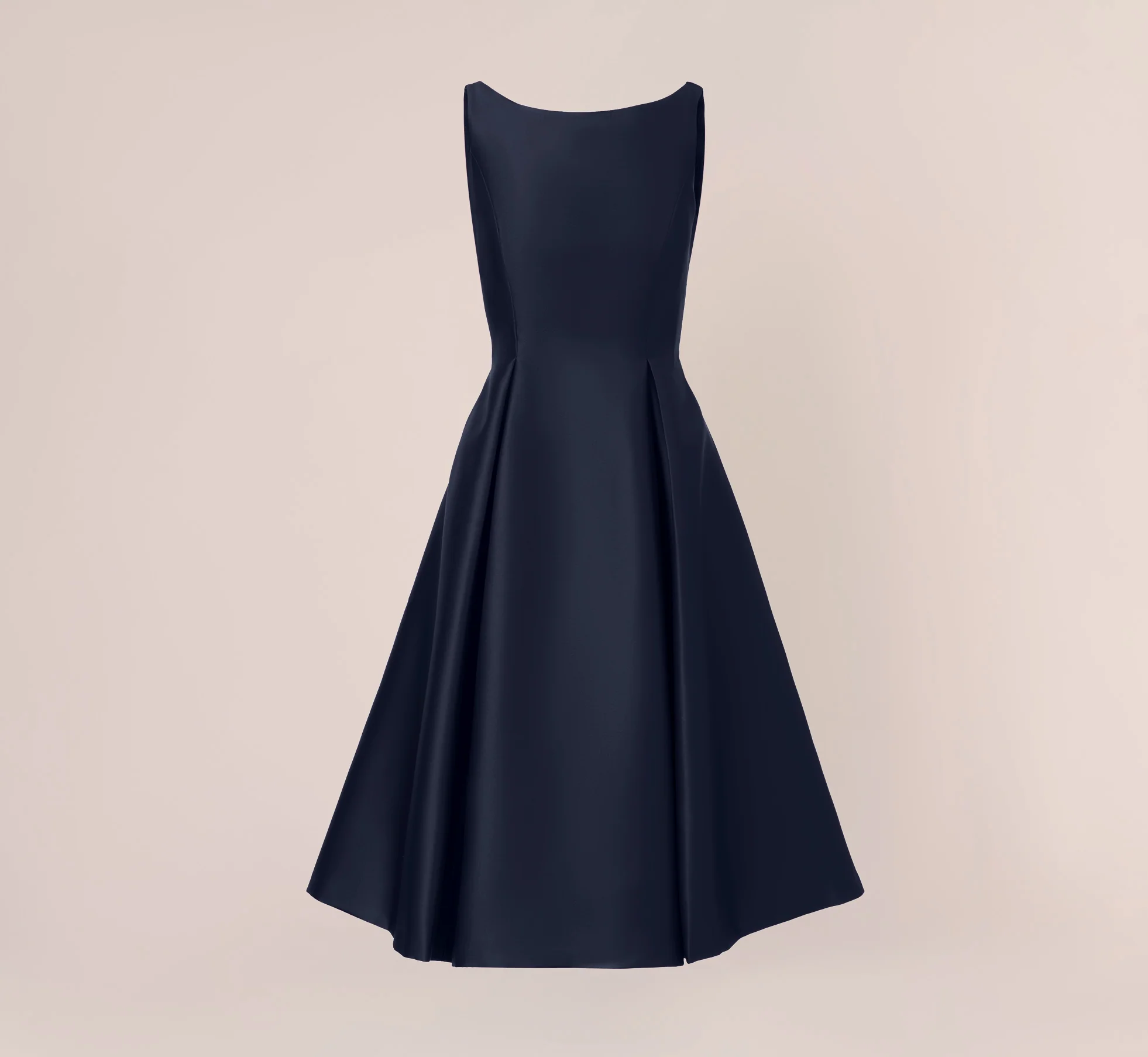Sleeveless Mikado Fit And Flare Midi Dress With V-Back In Midnight - Image 6