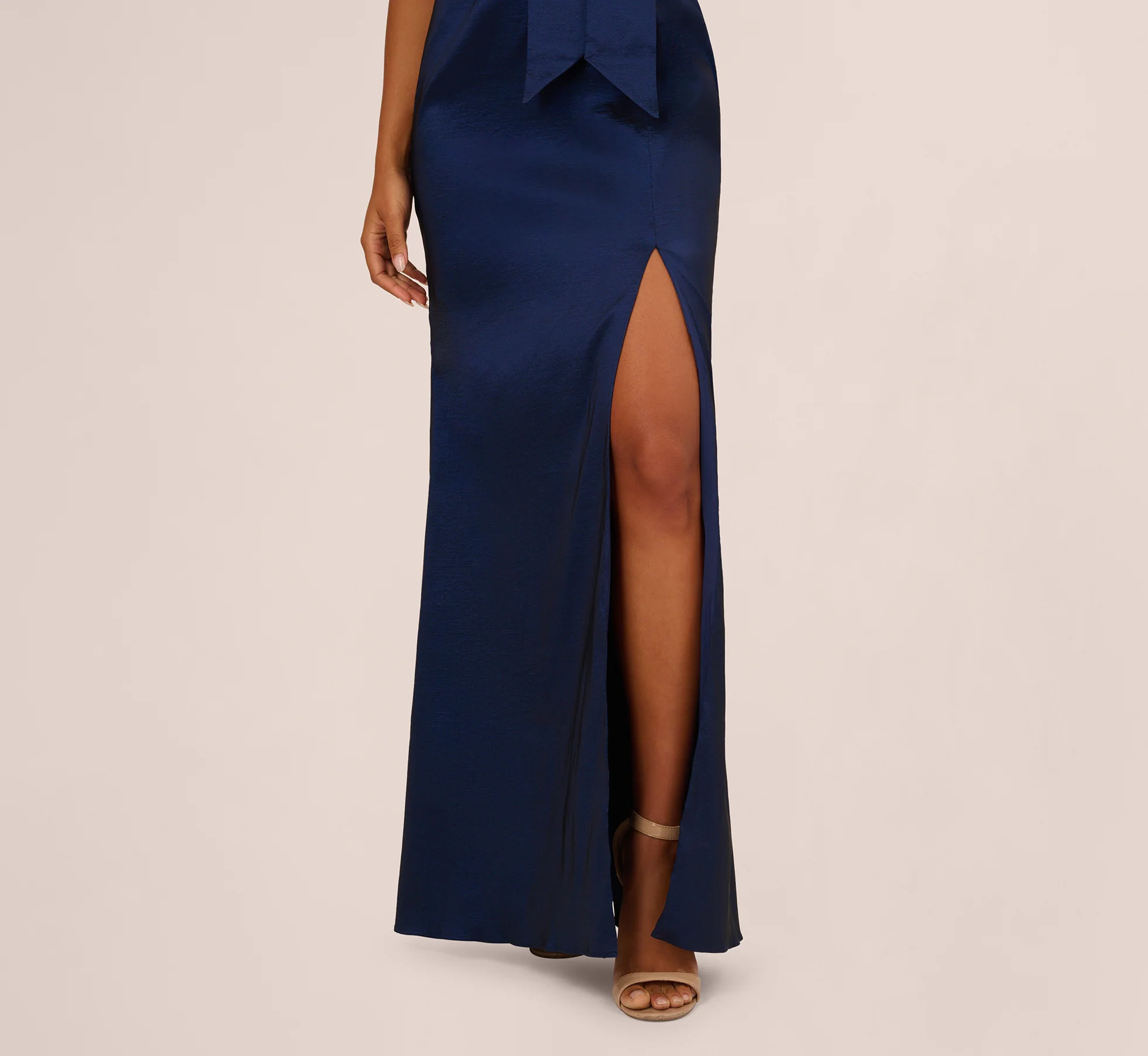 Sleeveless Taffeta Bow Gown In Antique Blue - Image 5