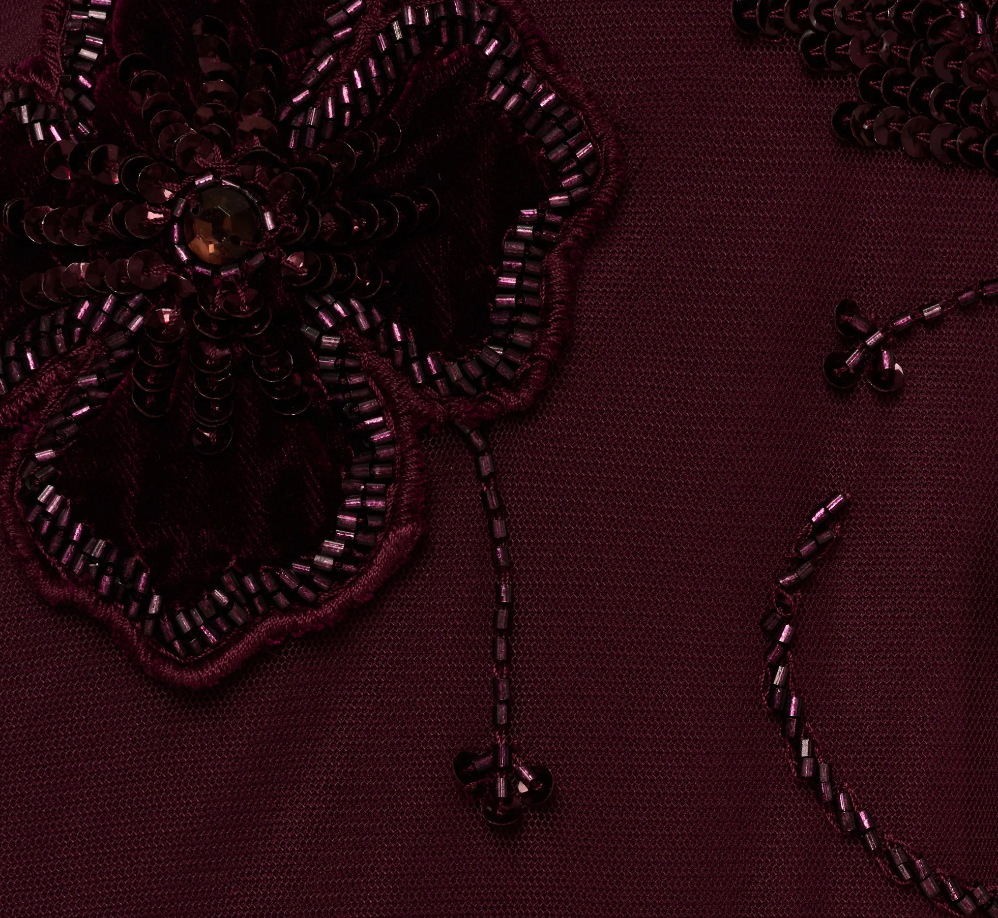 Sleeveless Velvet Beaded Floral Gown In Night Plum - Image 6