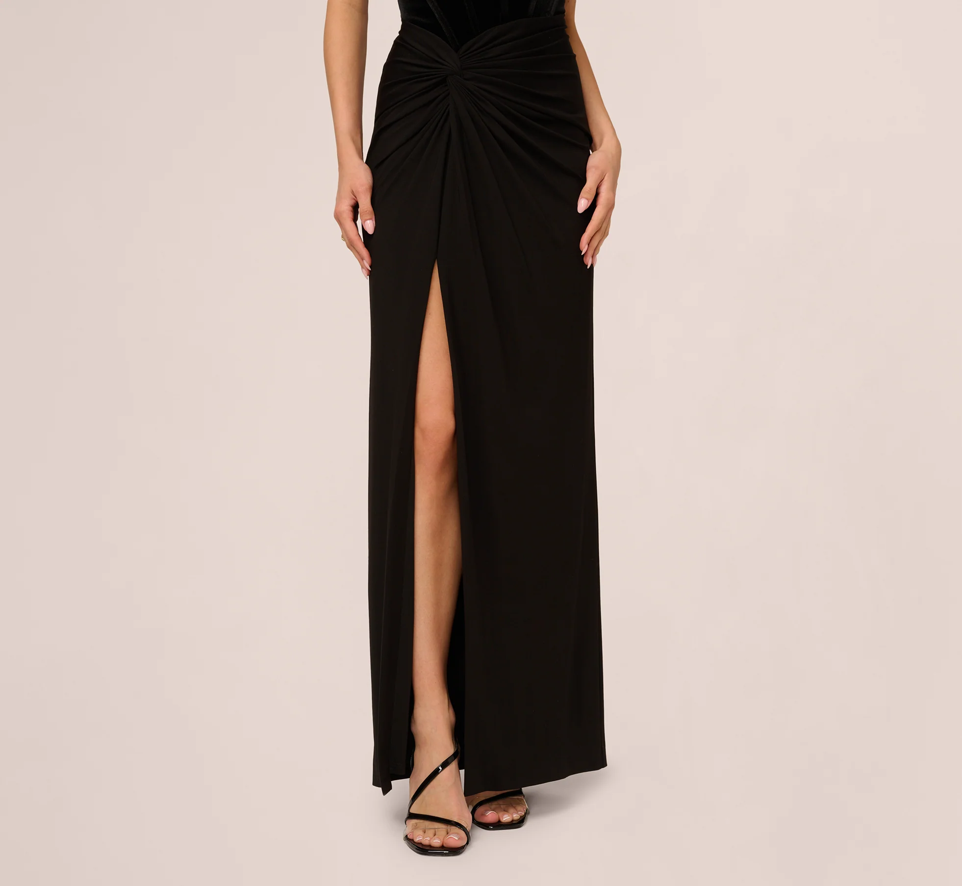 Strapless Velvet Jersey Combo Gown In Black - Image 4