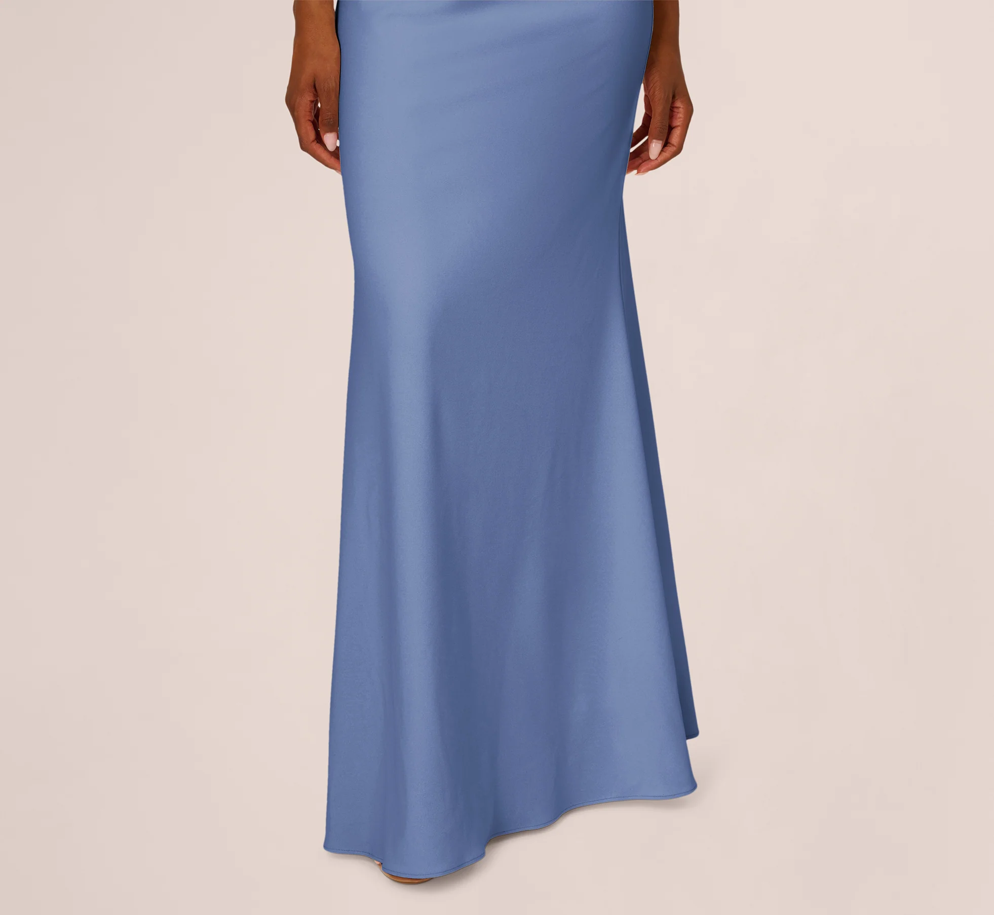 Stretch Crepe One Shoulder Mermaid Gown With Bow Accent In French Blue - Image 5