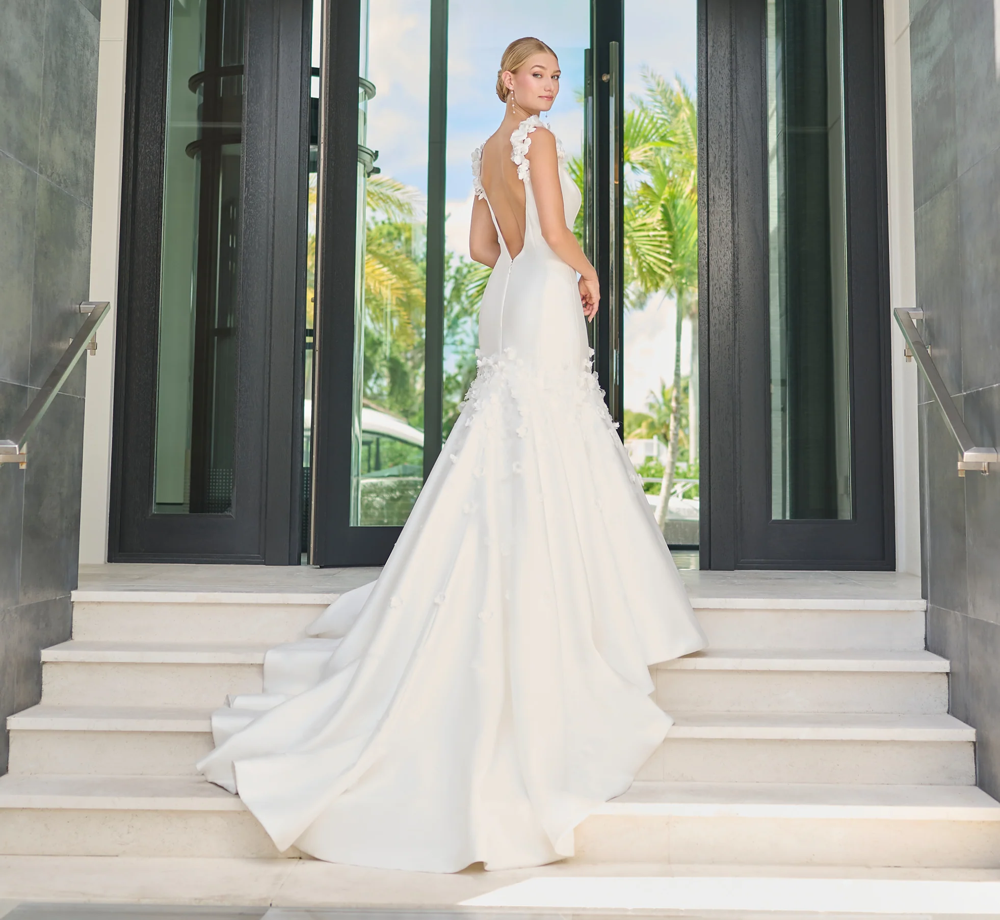 Stretch Mikado Mermaid Gown in Ivory - Image 2