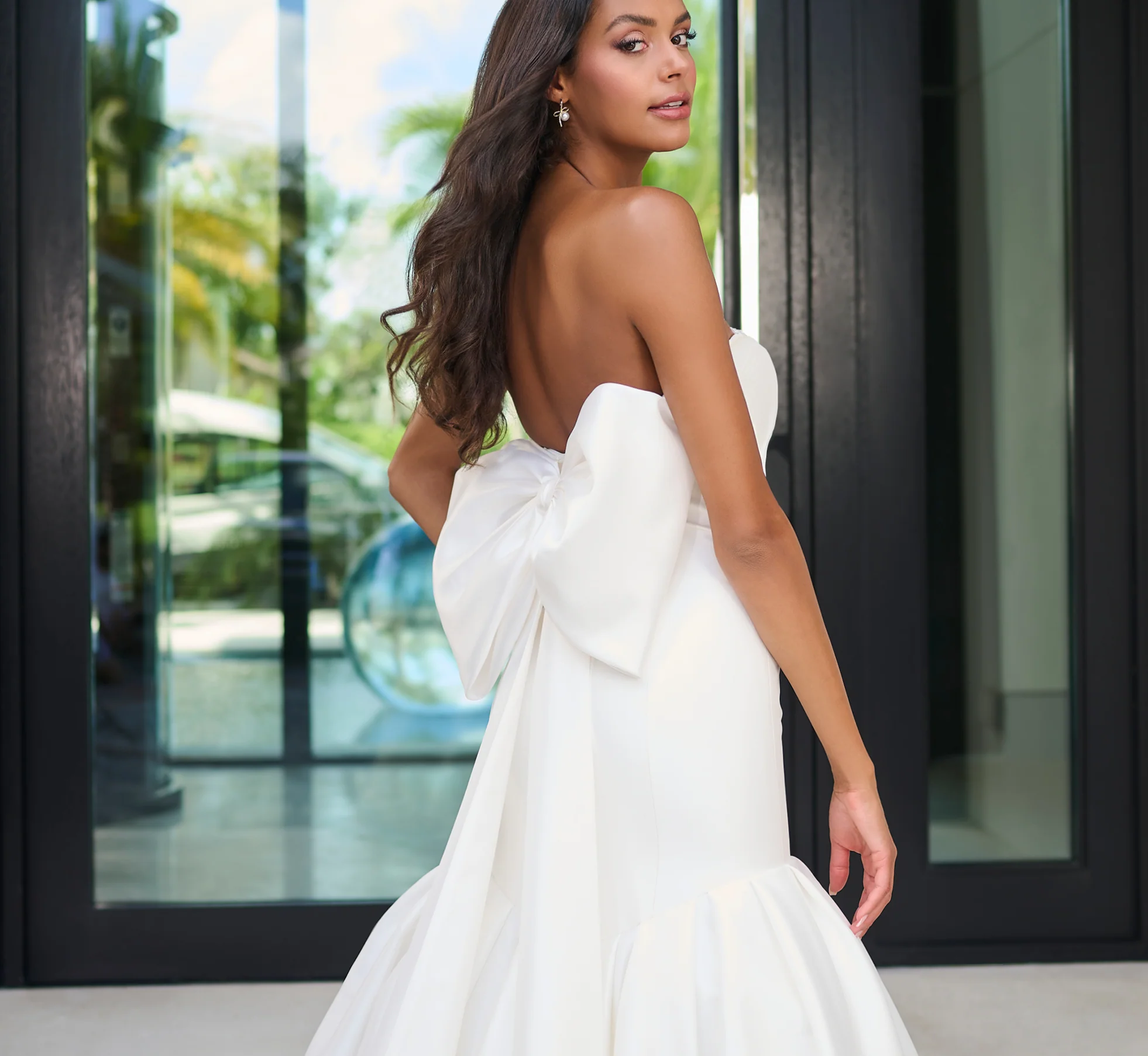 Stretch Mikado Mermaid Gown in Light Ivory - Image 4