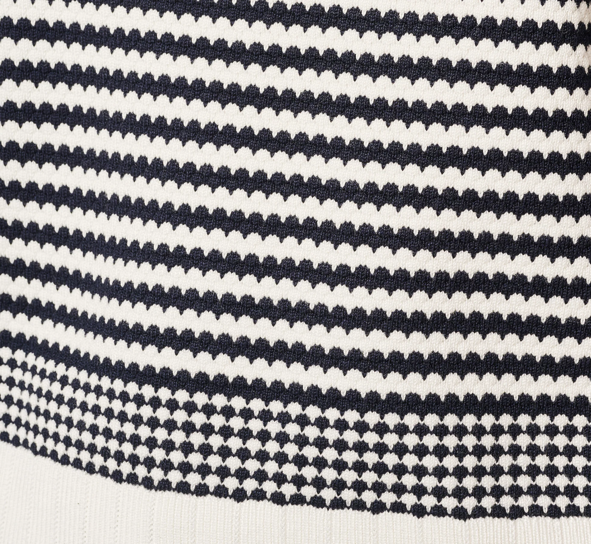 Three Quarter Sleeve Stripe Knit Sweater Top In Ivory Navy - Image 7