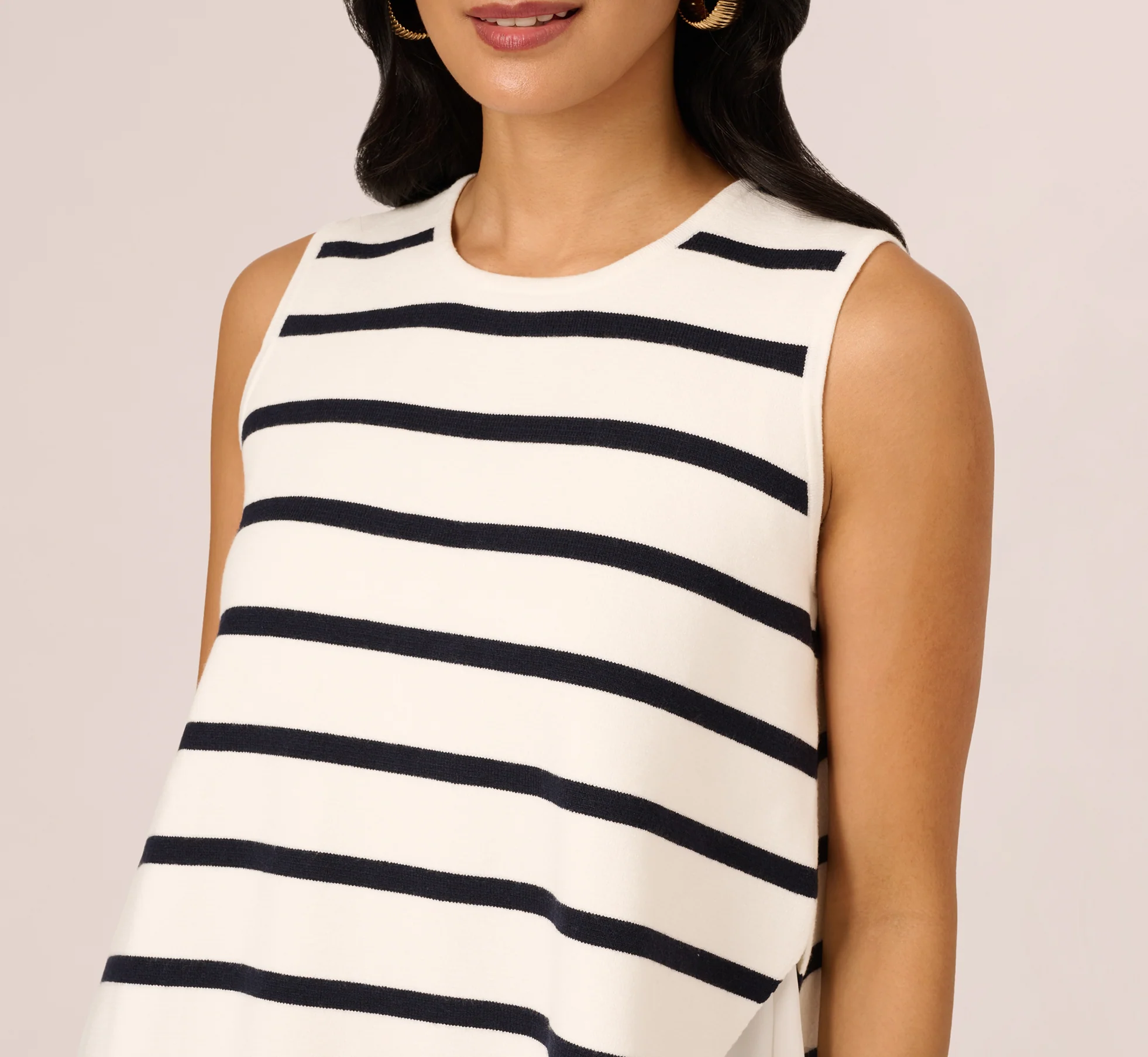 Tie Back Twofer Tank Sweater In Ivory Navy W  Ivory - Image 5