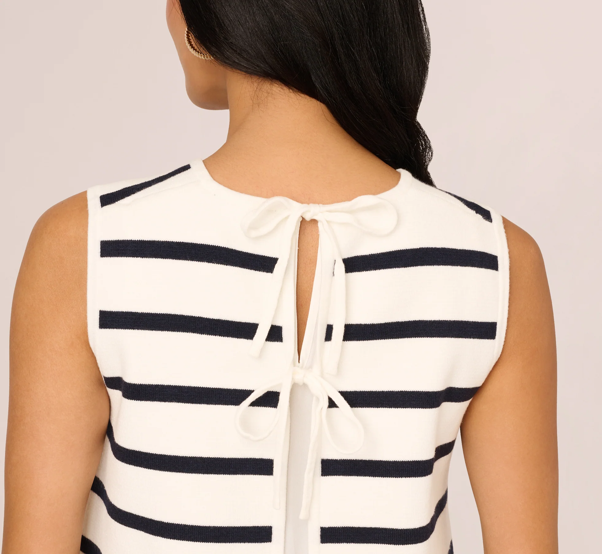Tie Back Twofer Tank Sweater In Ivory Navy W  Ivory - Image 6